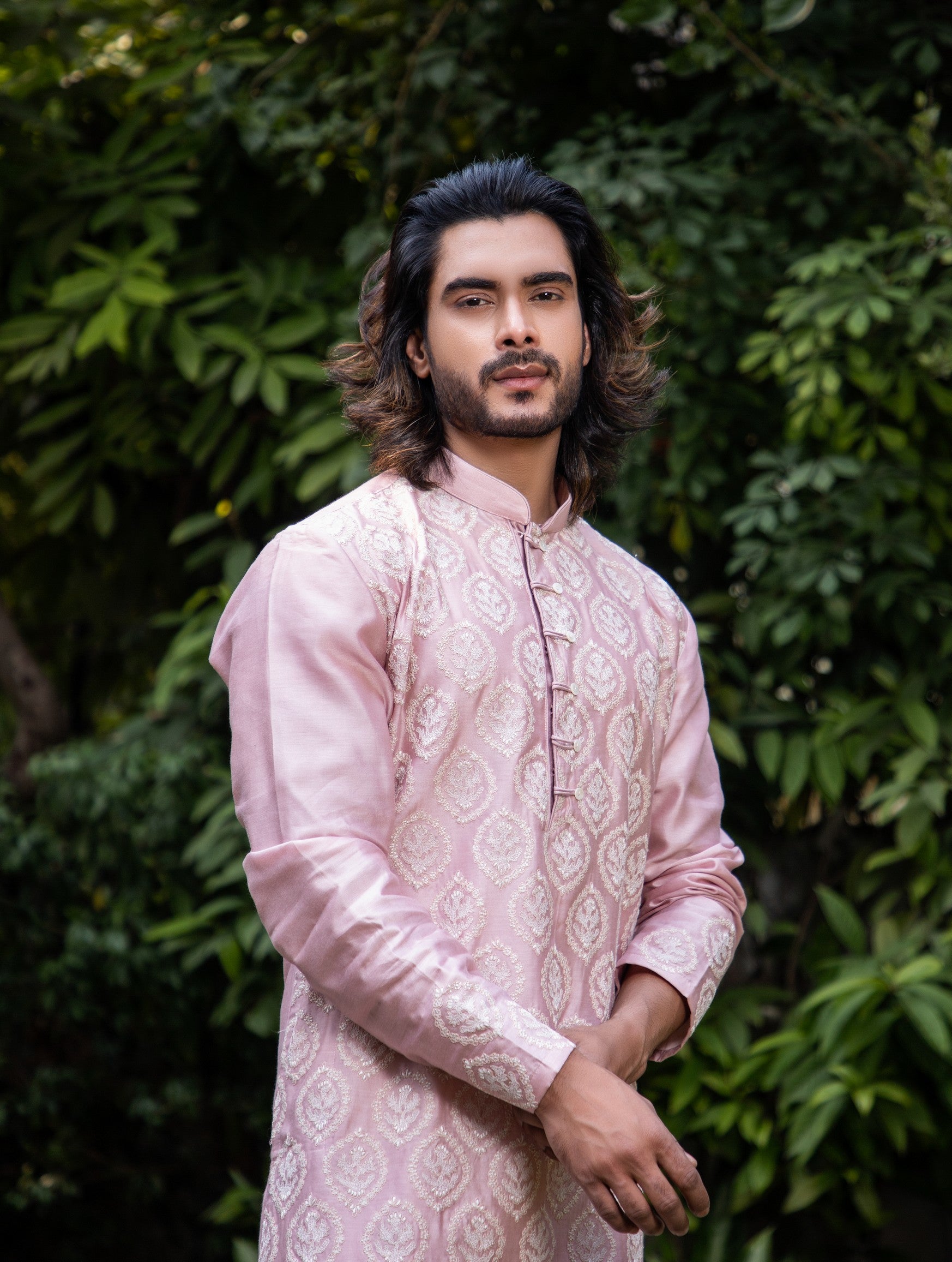 Mauve Embroidered kurta set