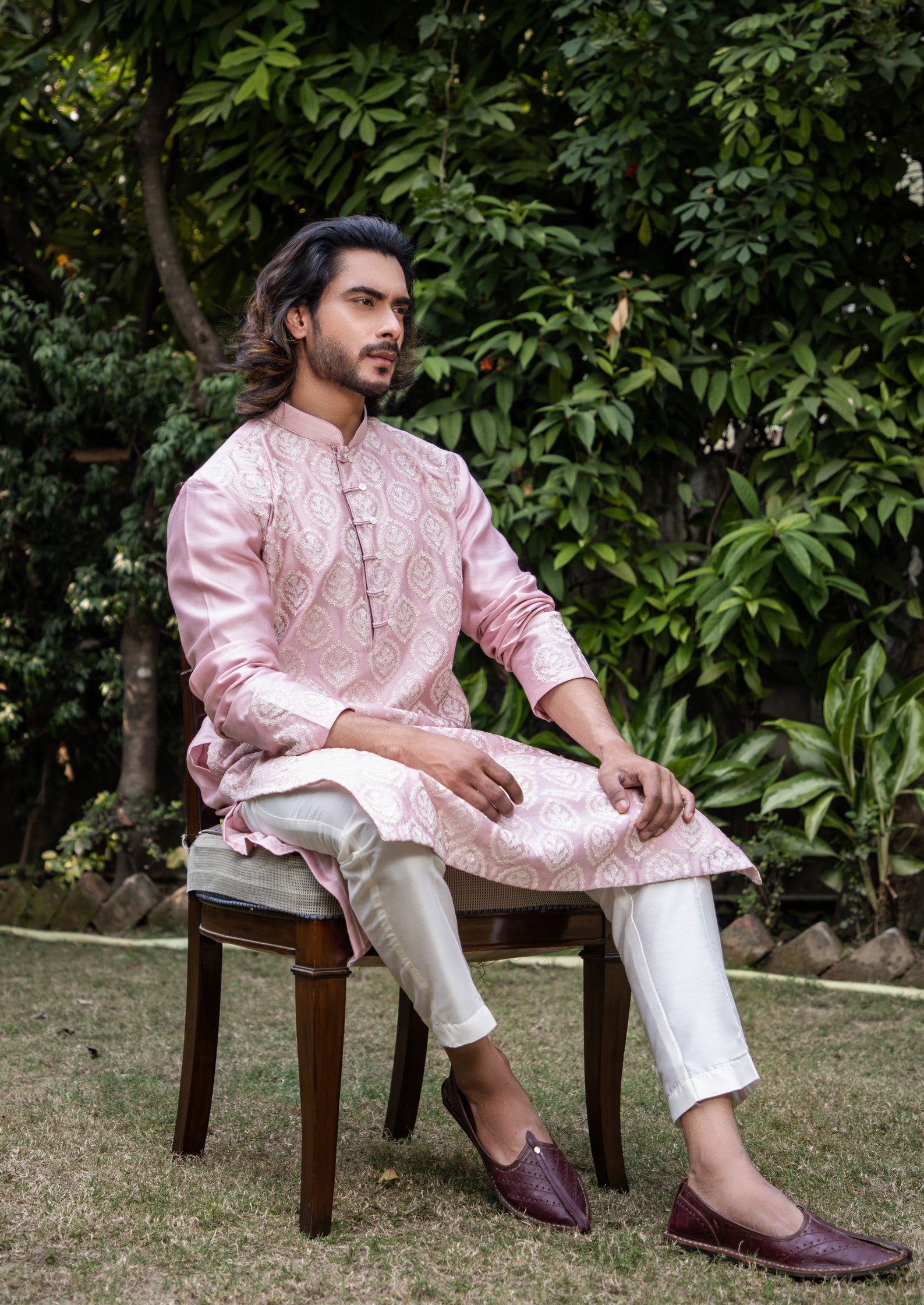 Mauve Embroidered kurta set
