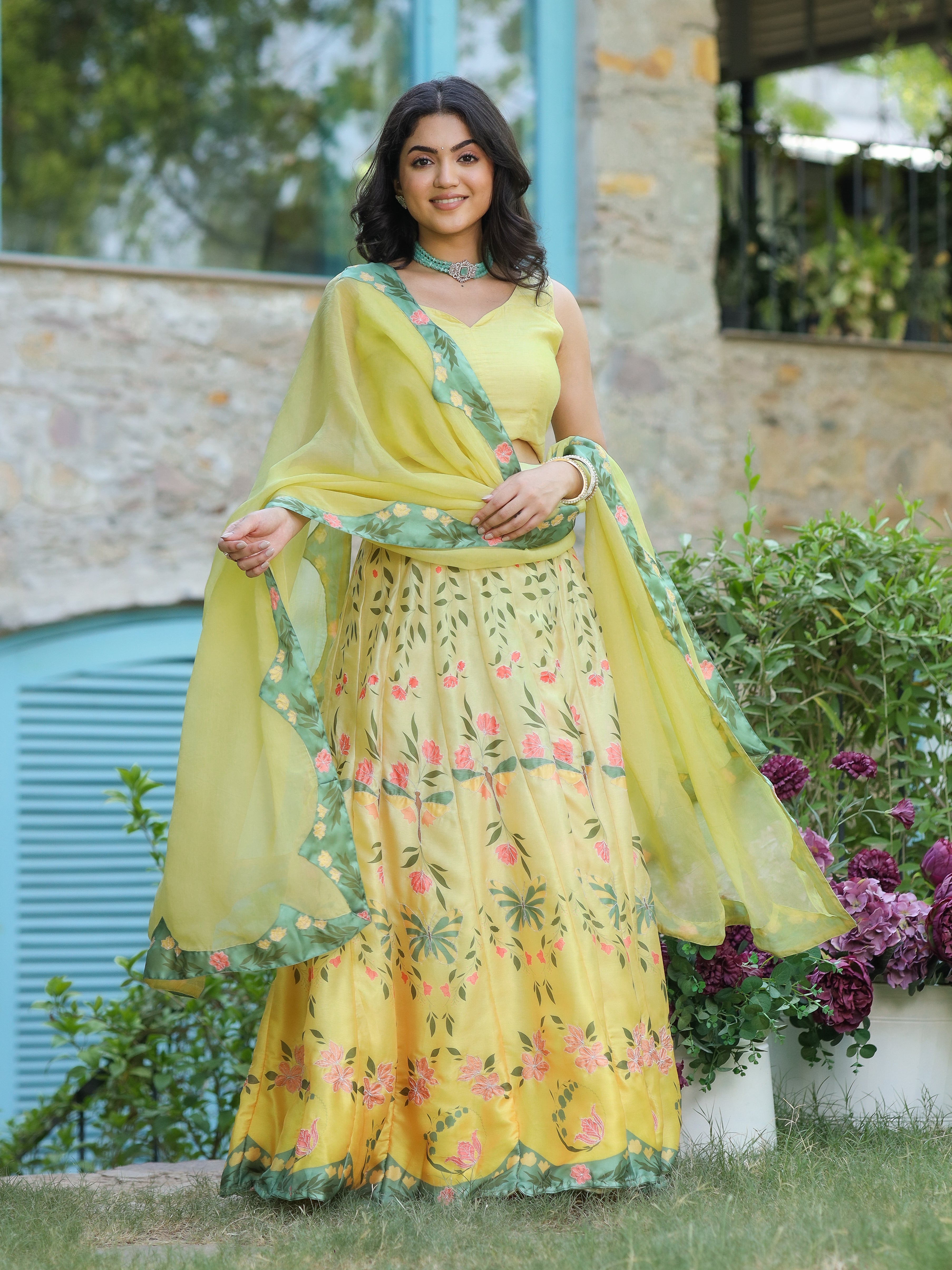 DIGITALLY PRINTED COTTON LEHENGA WITH BLOUSE AND DUPATTA