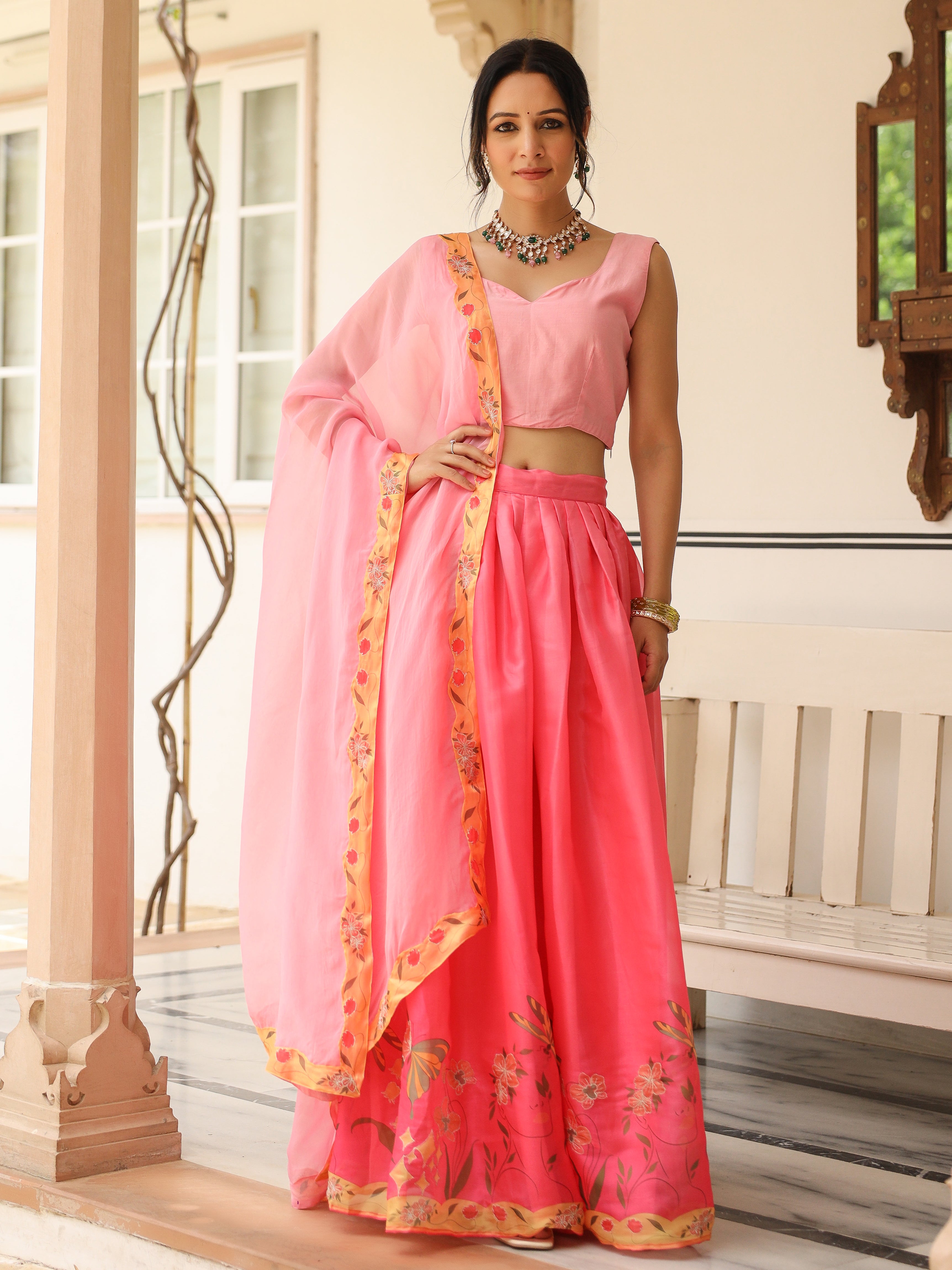 DIGITALLY PRINTED COTTON LEHENGA WITH BLOUSE AND DUPATTA