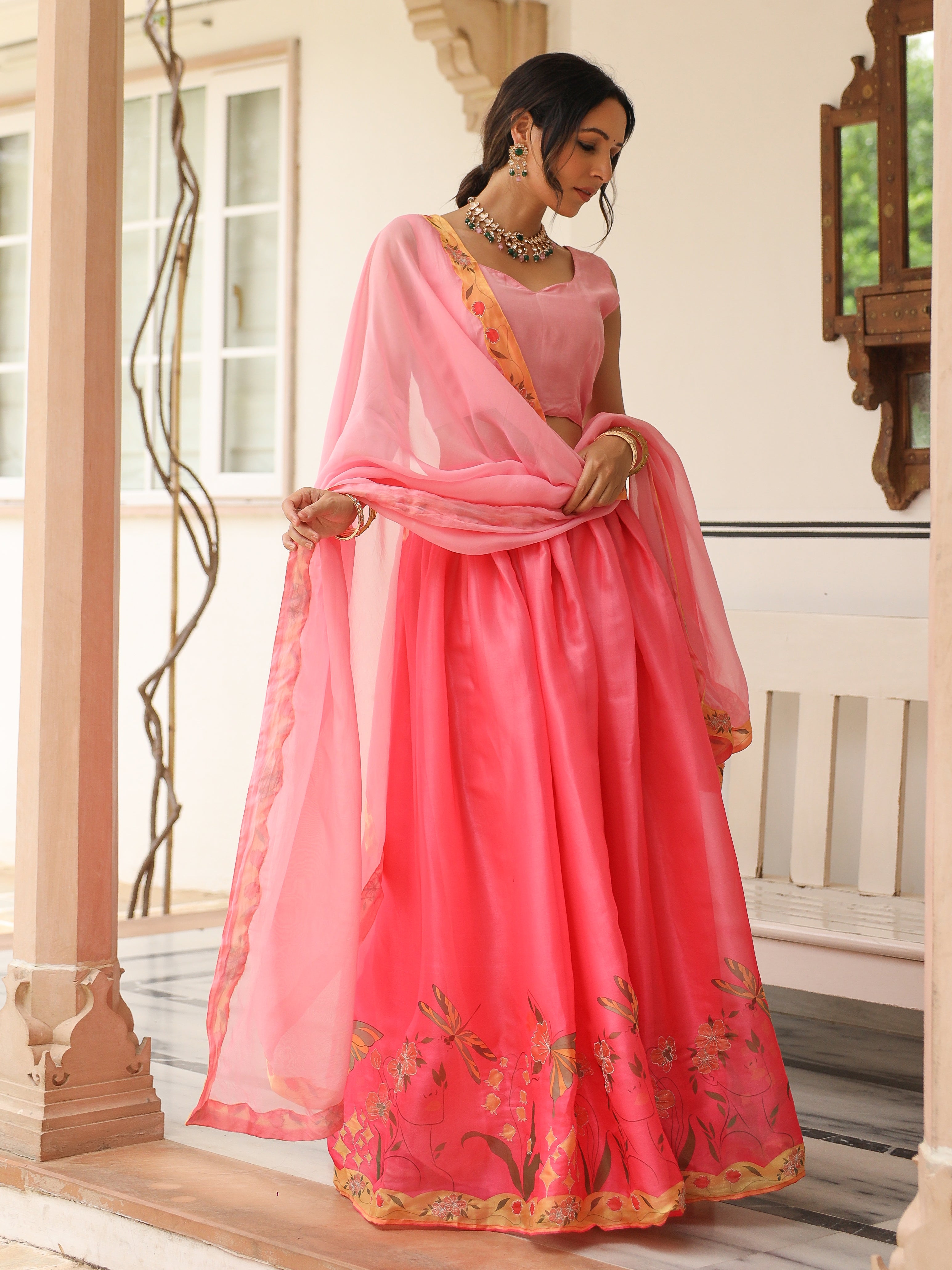 DIGITALLY PRINTED COTTON LEHENGA WITH BLOUSE AND DUPATTA