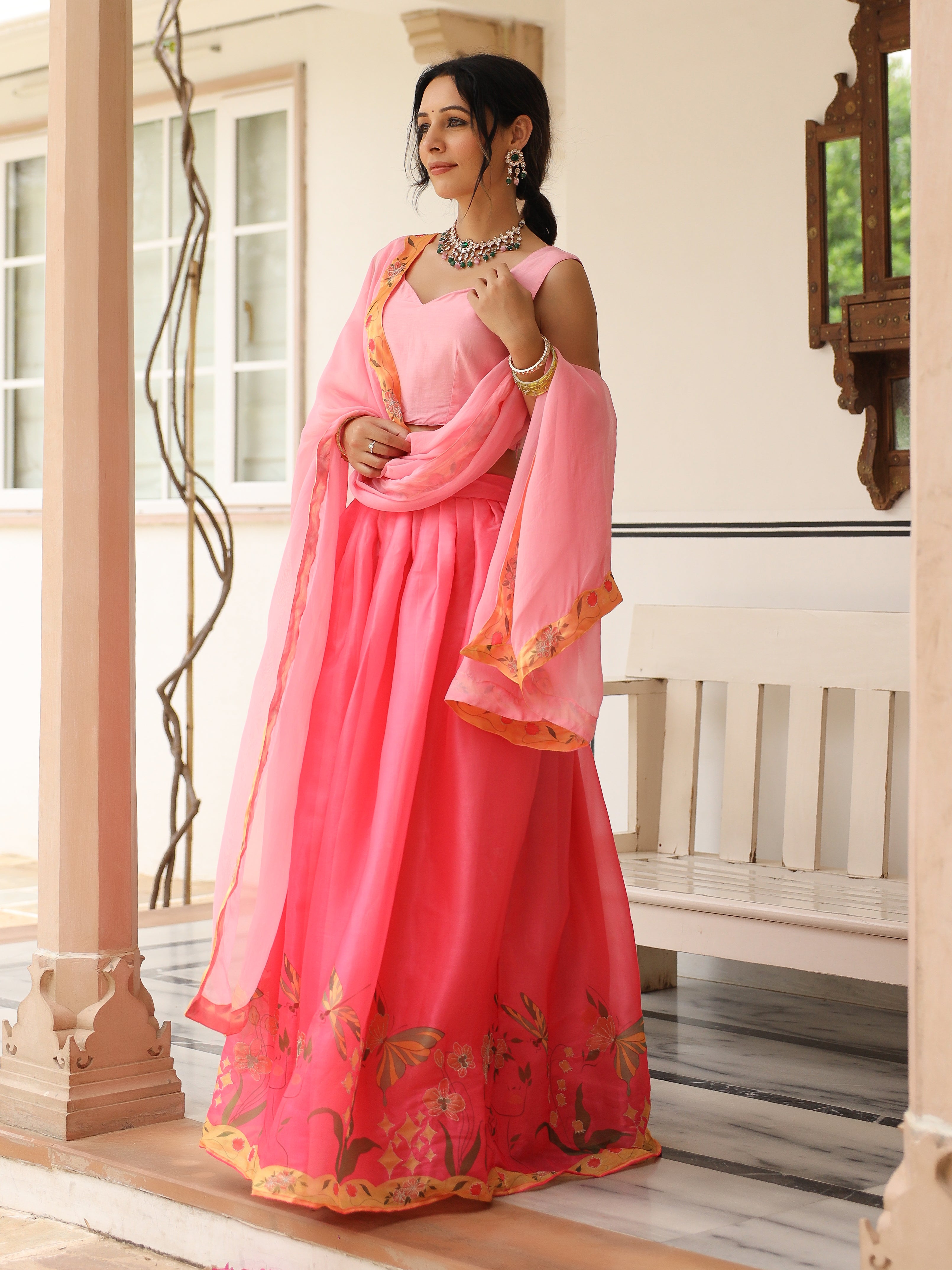 DIGITALLY PRINTED COTTON LEHENGA WITH BLOUSE AND DUPATTA