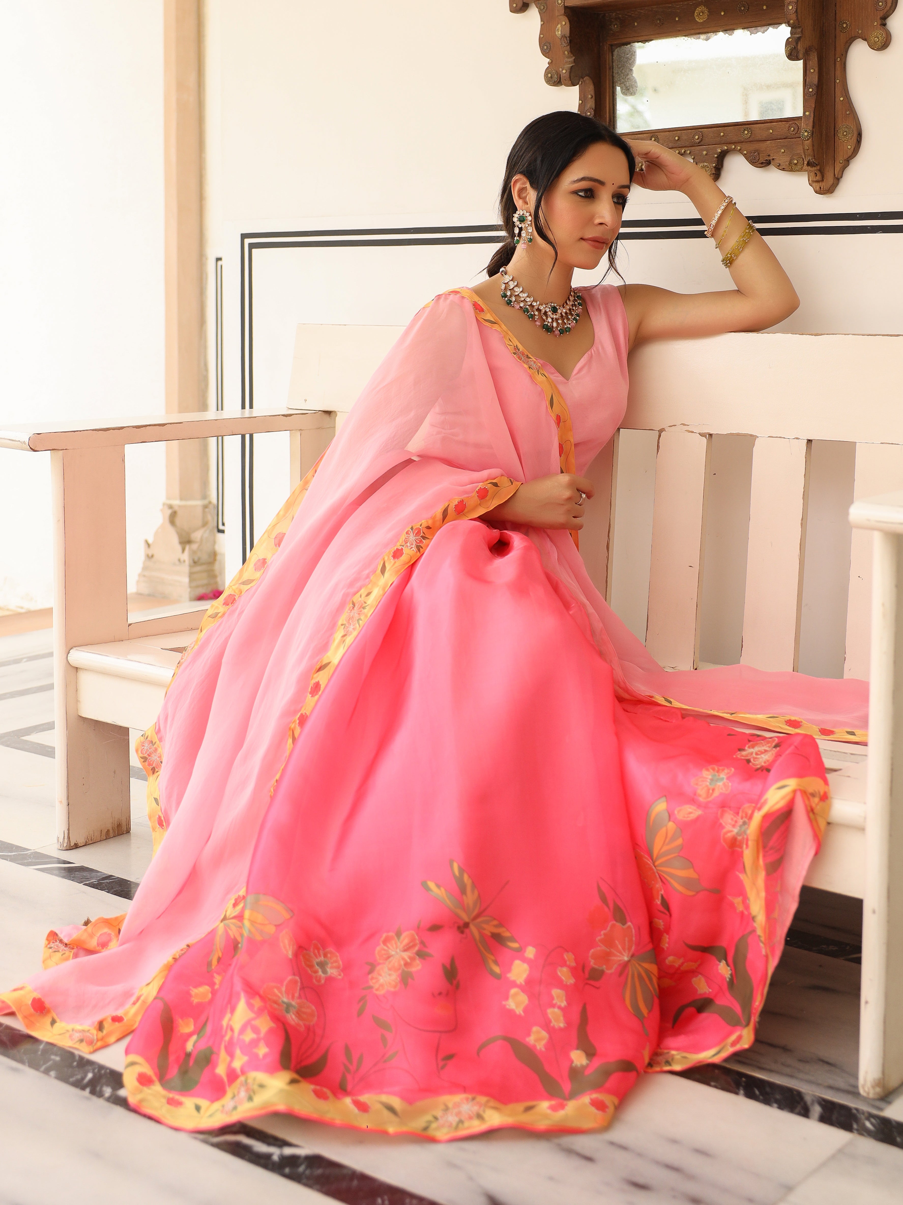DIGITALLY PRINTED COTTON LEHENGA WITH BLOUSE AND DUPATTA
