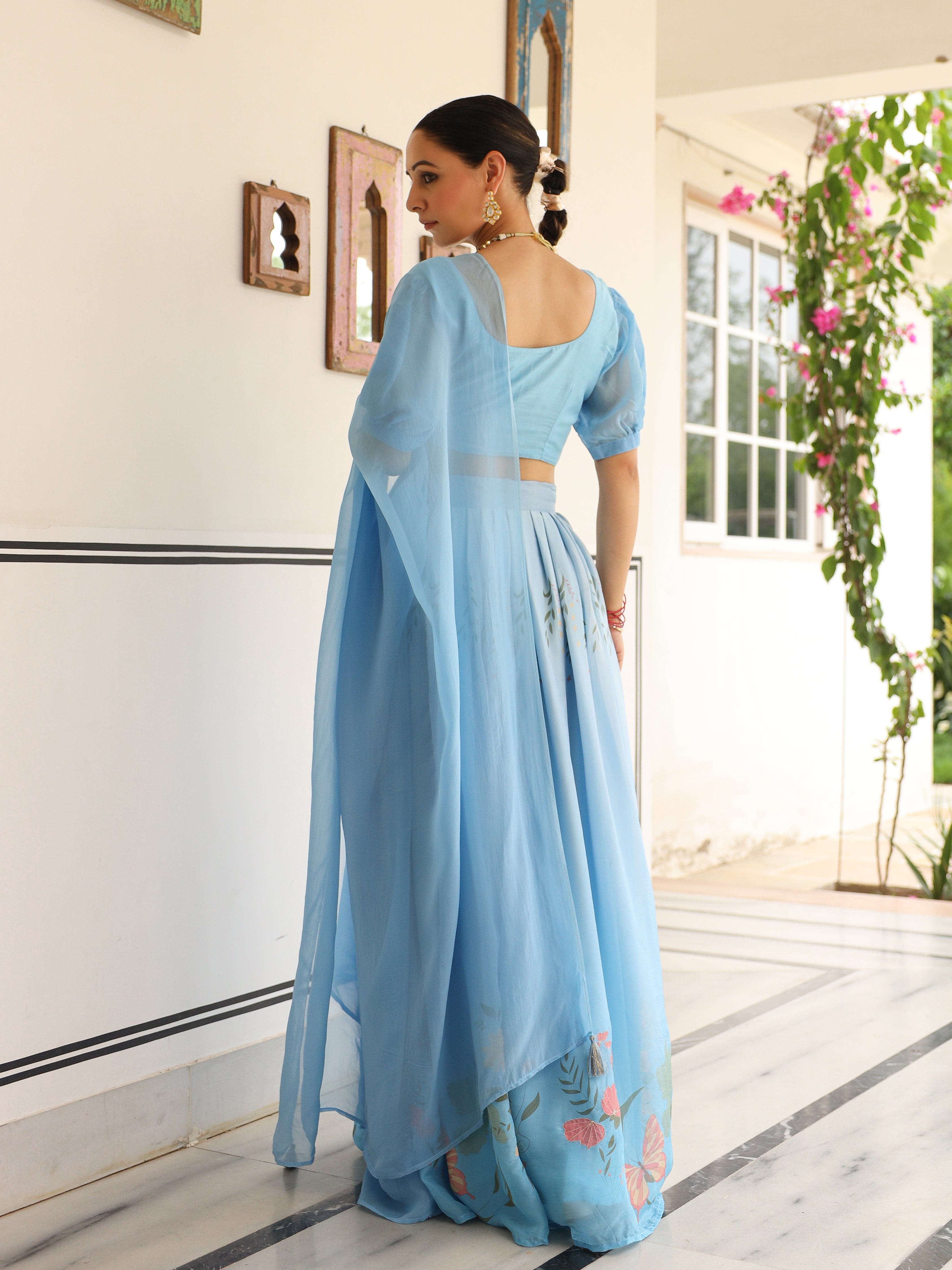 DIGITALLY PRINTED COTTON LEHENGA WITH BLOUSE AND DUPATTA