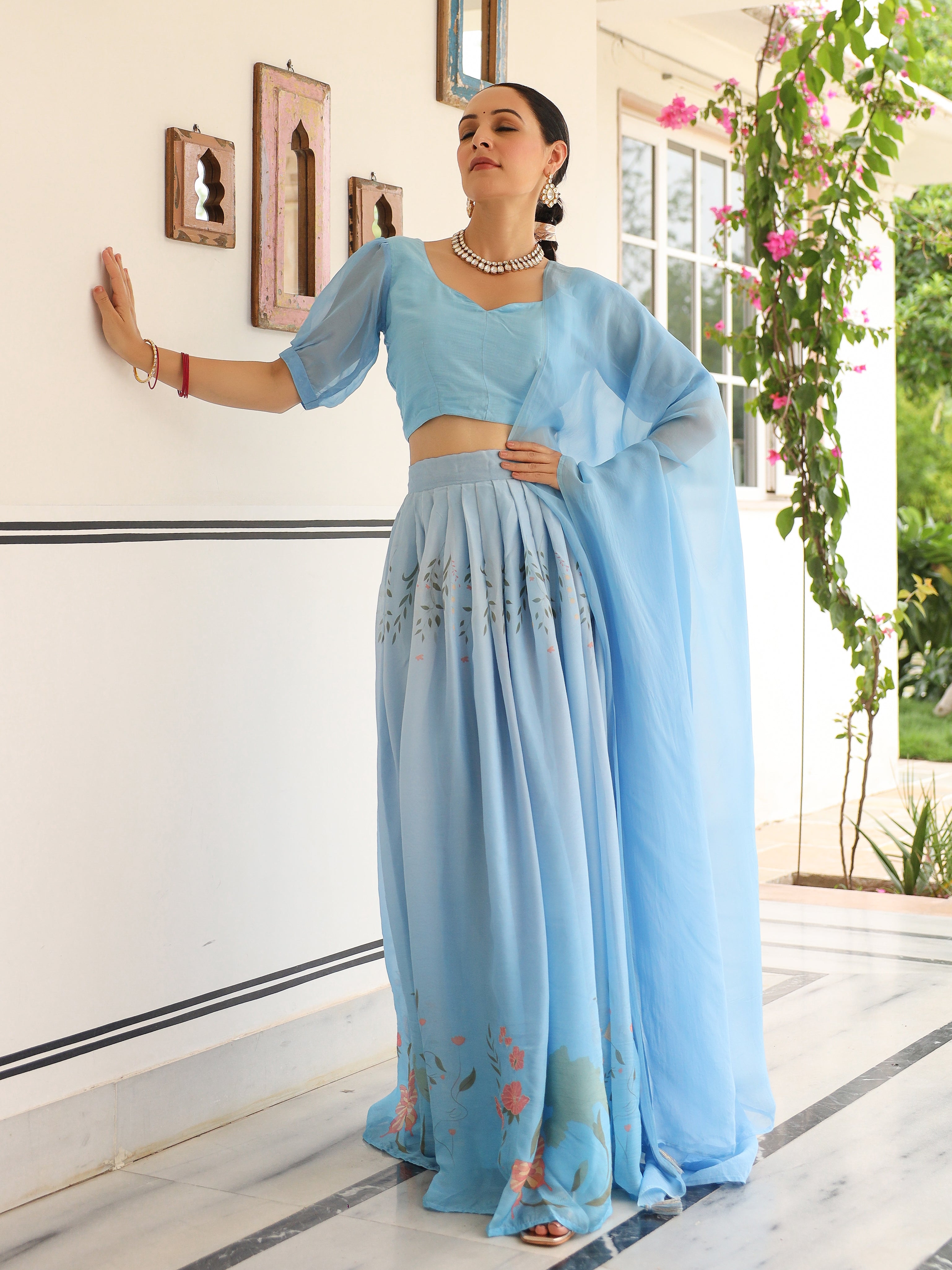 DIGITALLY PRINTED COTTON LEHENGA WITH BLOUSE AND DUPATTA