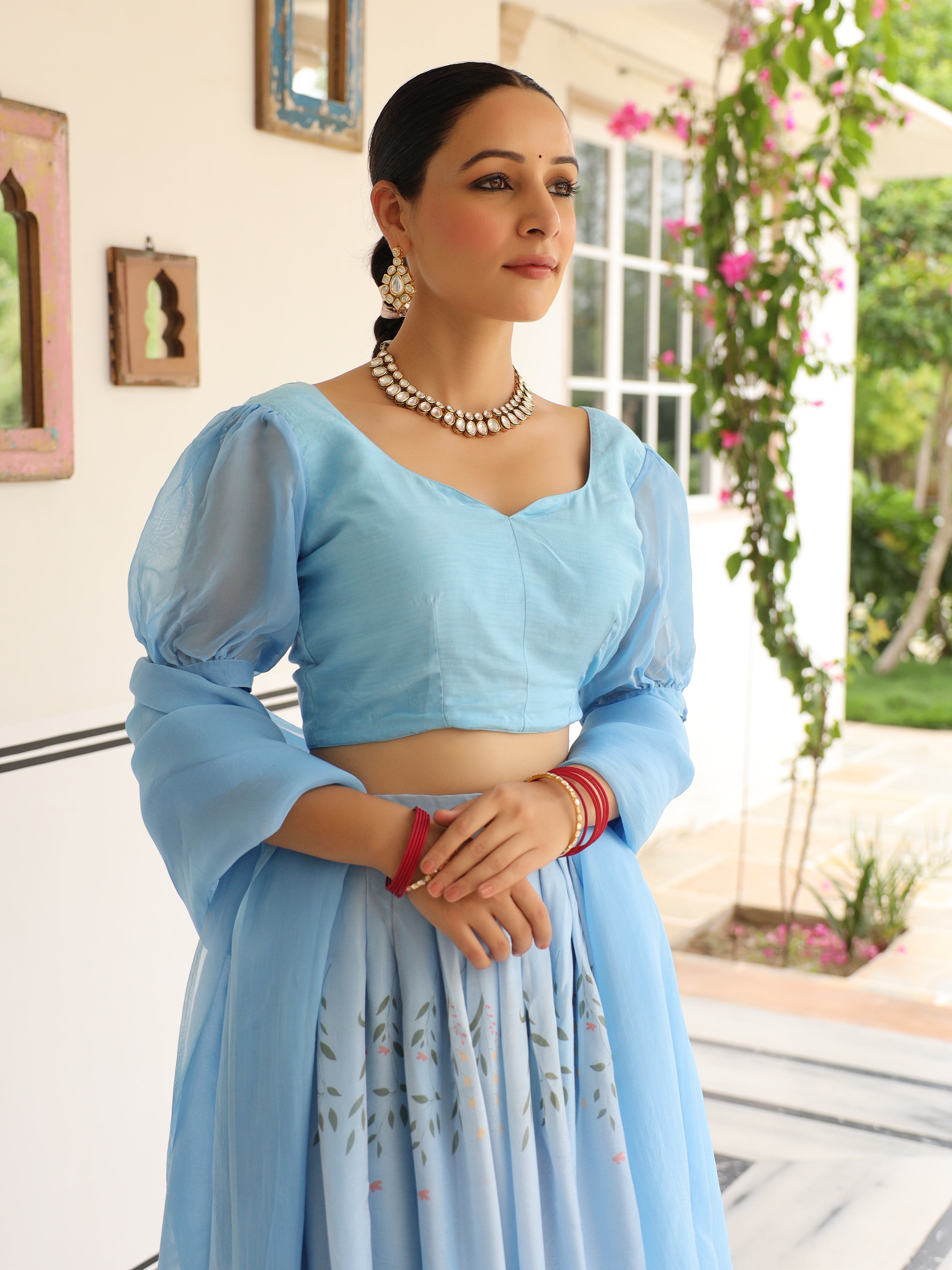 DIGITALLY PRINTED COTTON LEHENGA WITH BLOUSE AND DUPATTA