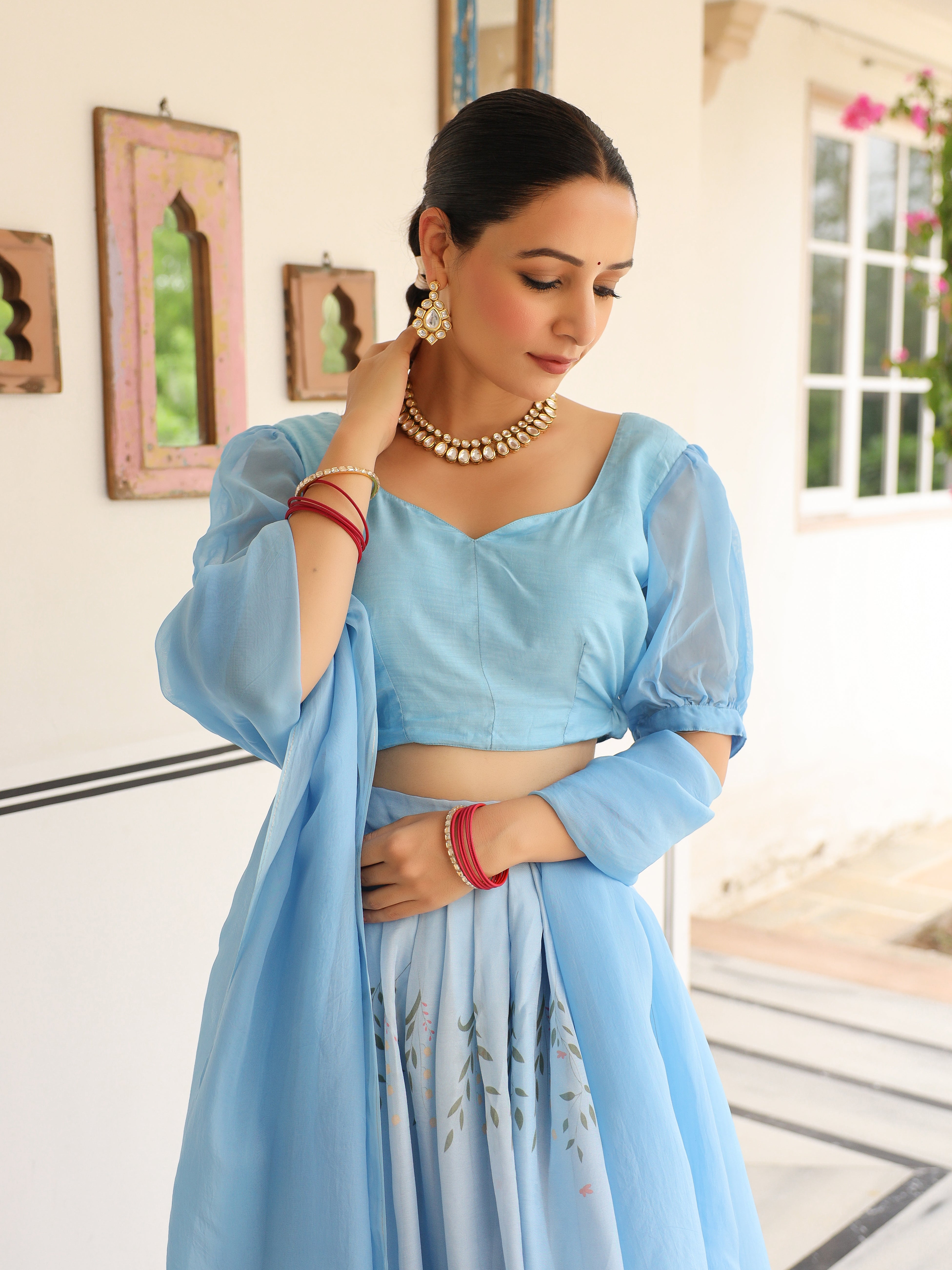 DIGITALLY PRINTED COTTON LEHENGA WITH BLOUSE AND DUPATTA