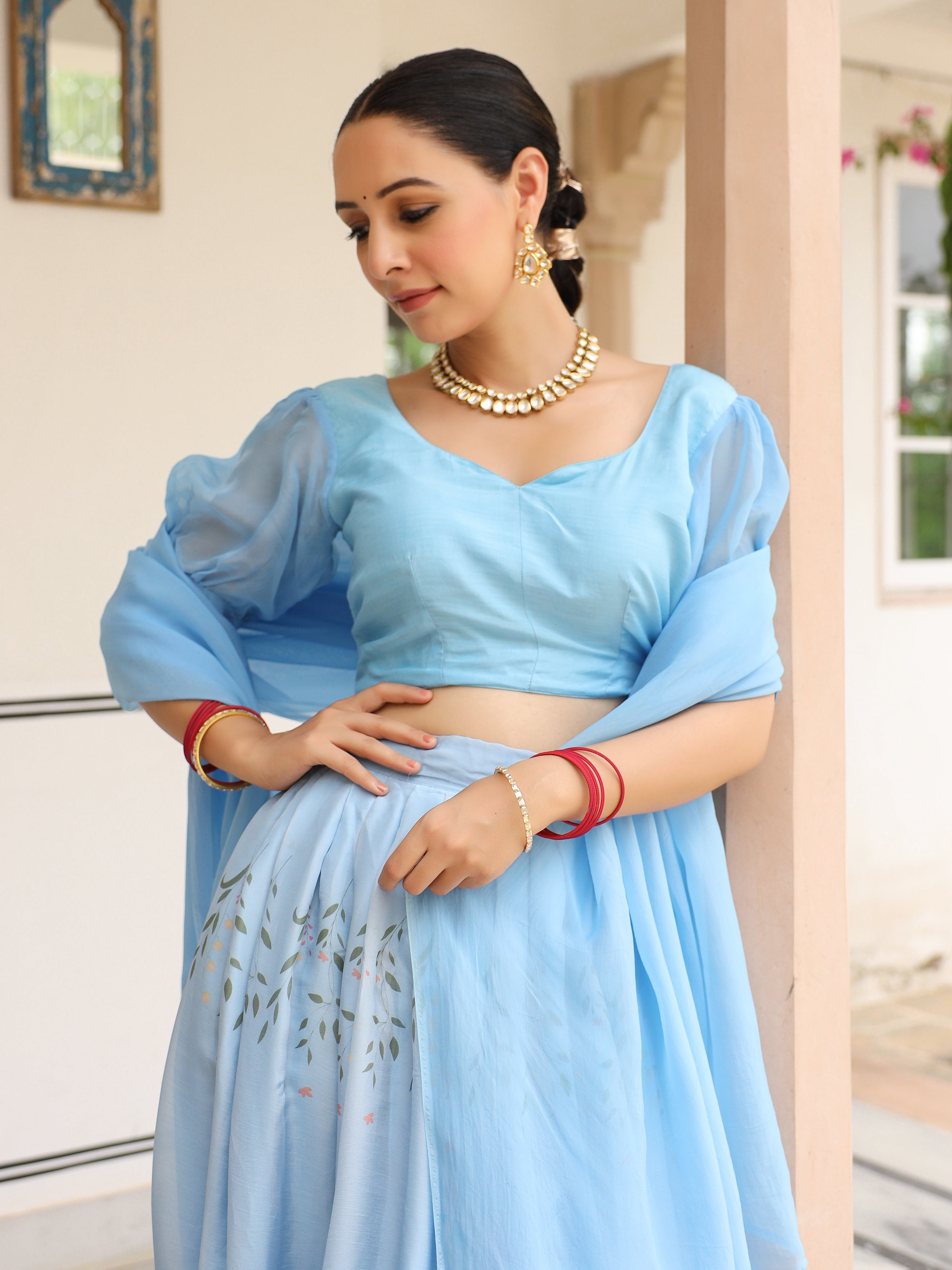 DIGITALLY PRINTED COTTON LEHENGA WITH BLOUSE AND DUPATTA