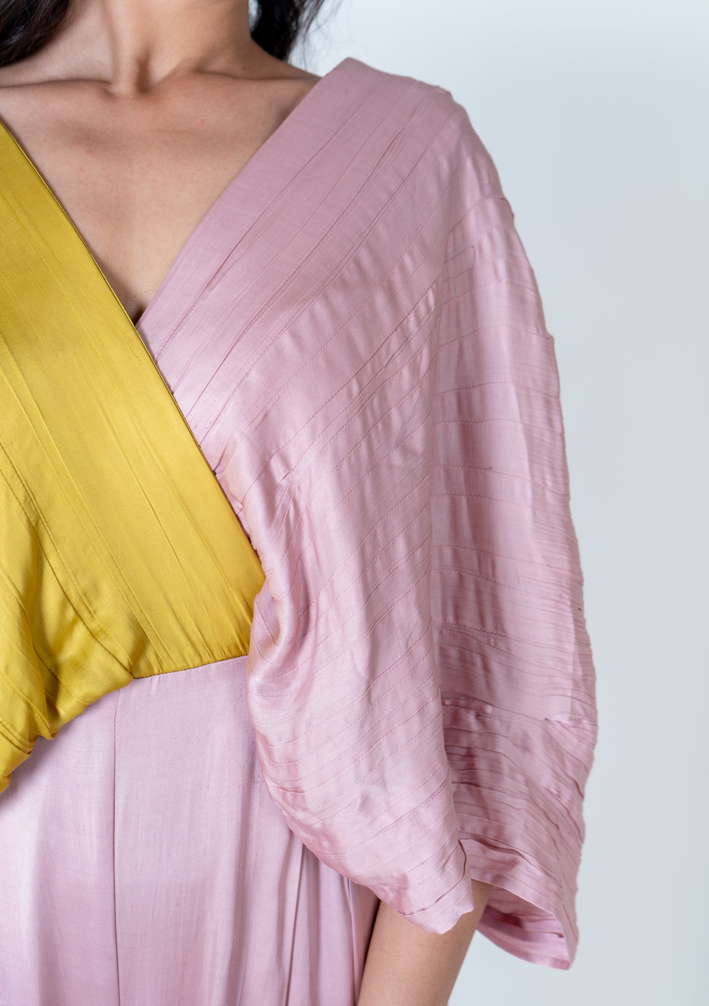 Pink-Yellow Color-Blocked Jumpsuit
