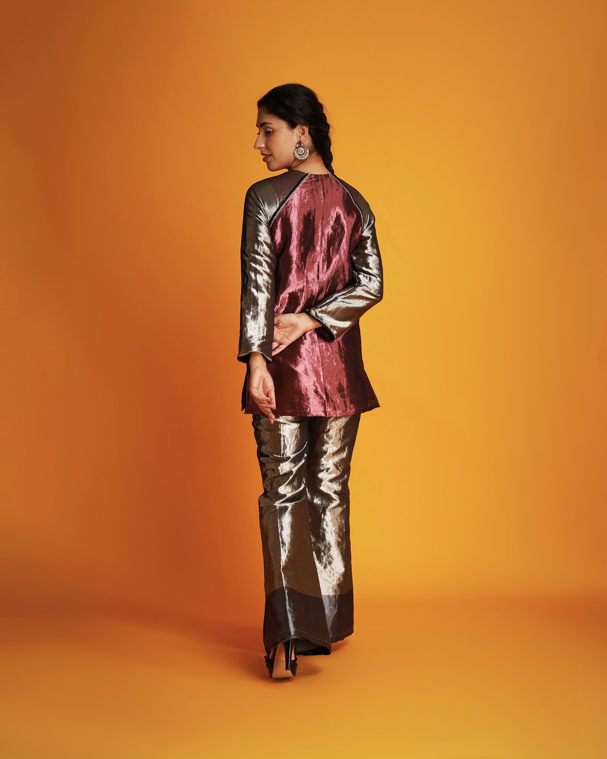 Silver tissue bell bottom pants