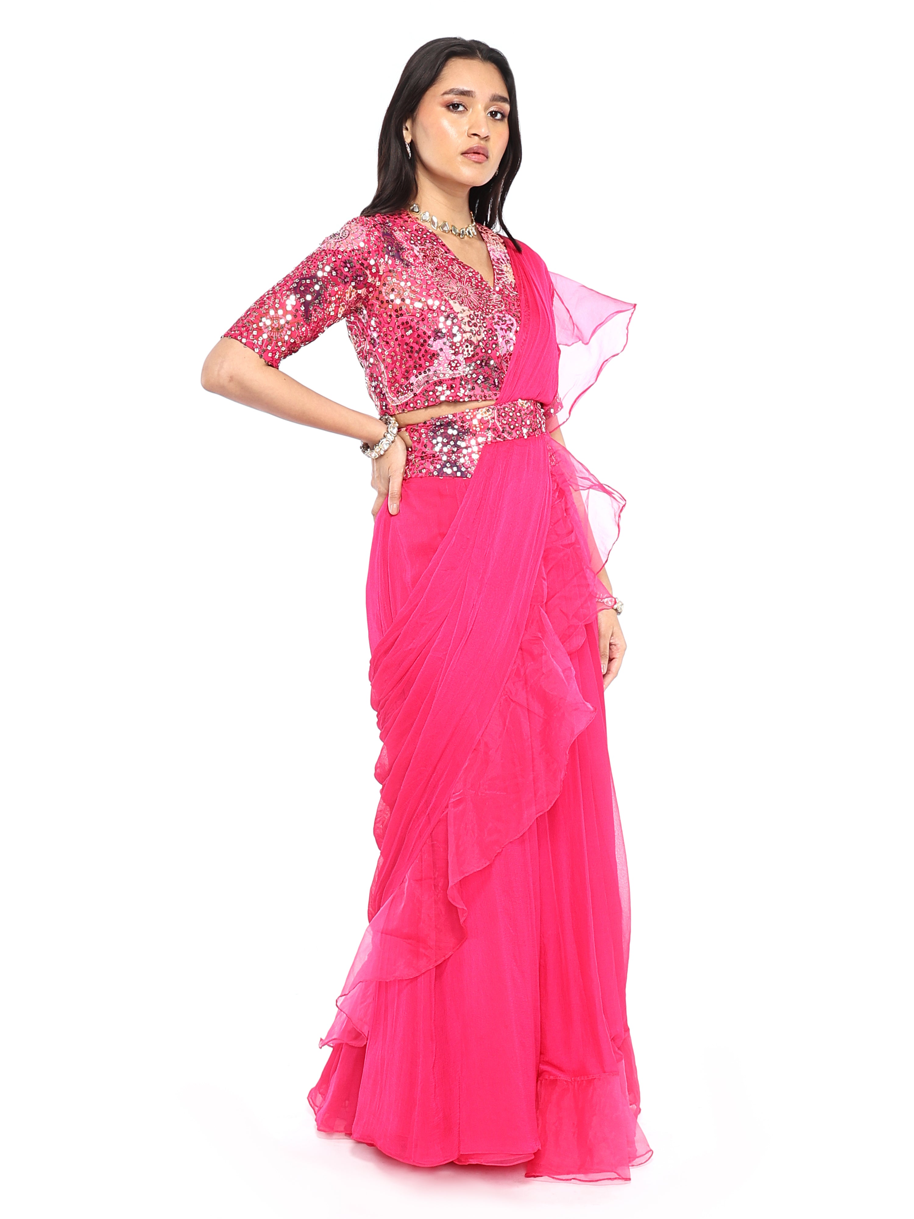 Predraped Saree with Blouse