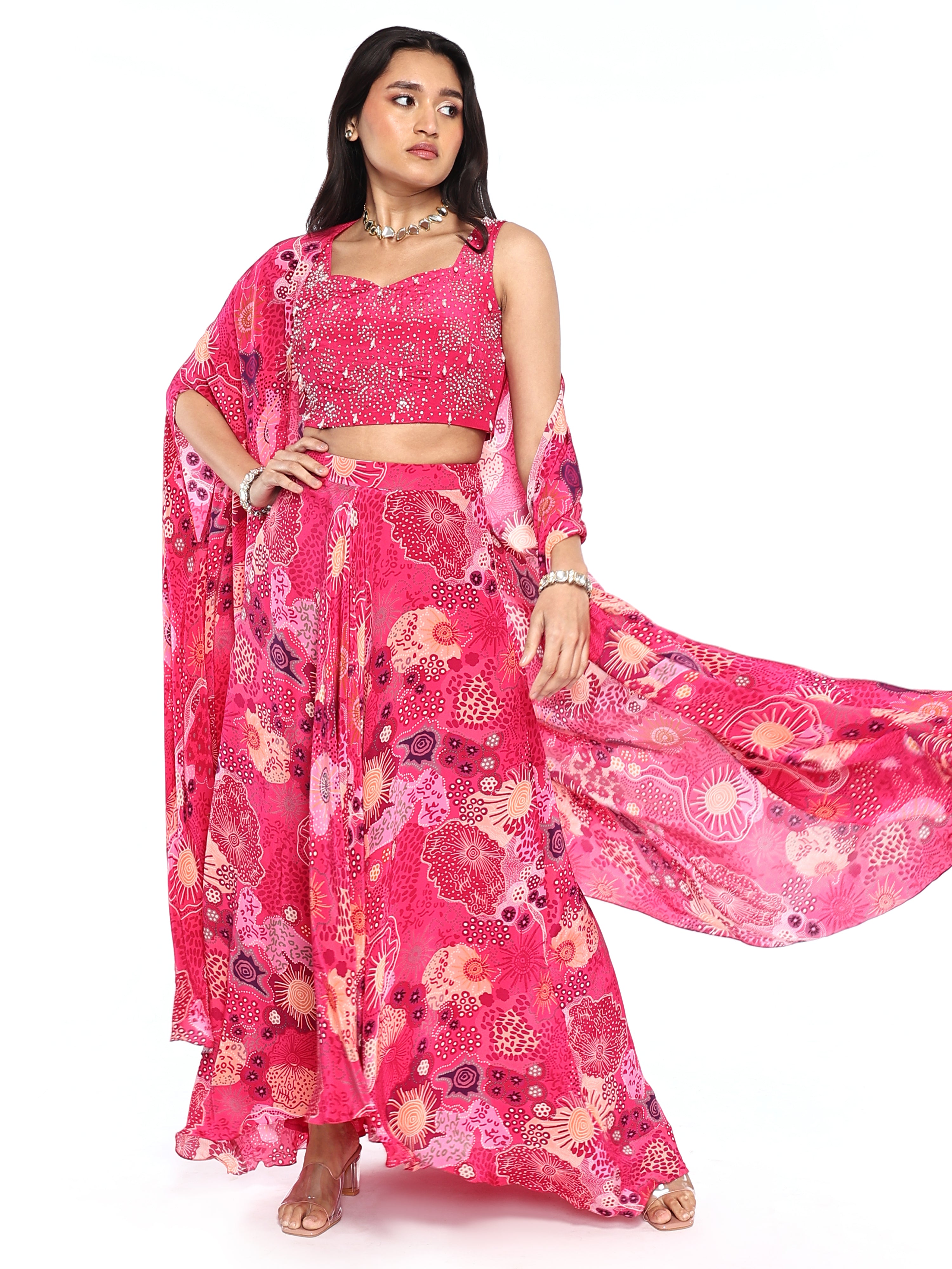 Dhoti Skirt, bustier, cape
