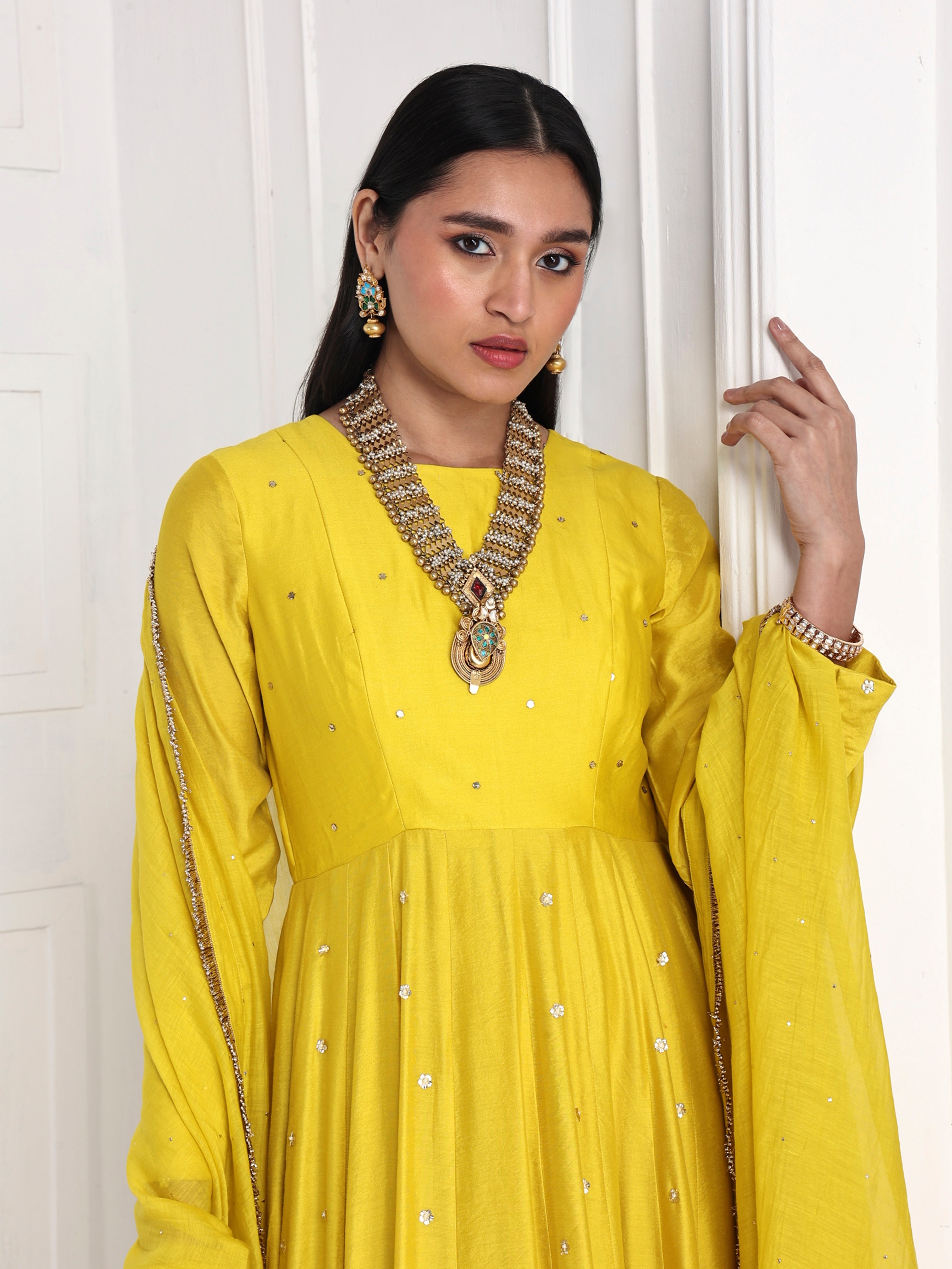 Anarkali paired with dupatta