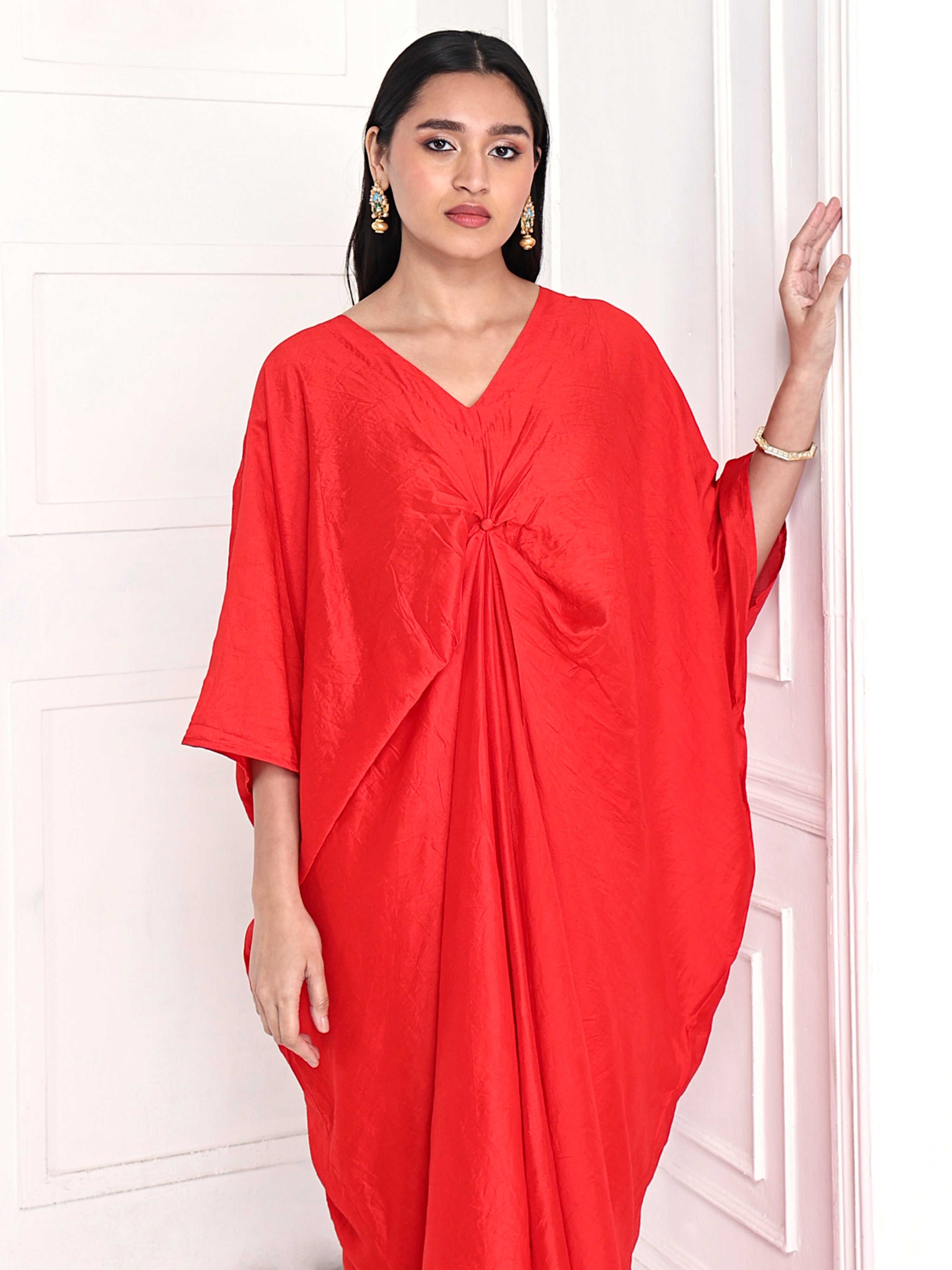 knotted kaftan set paired with matching pants