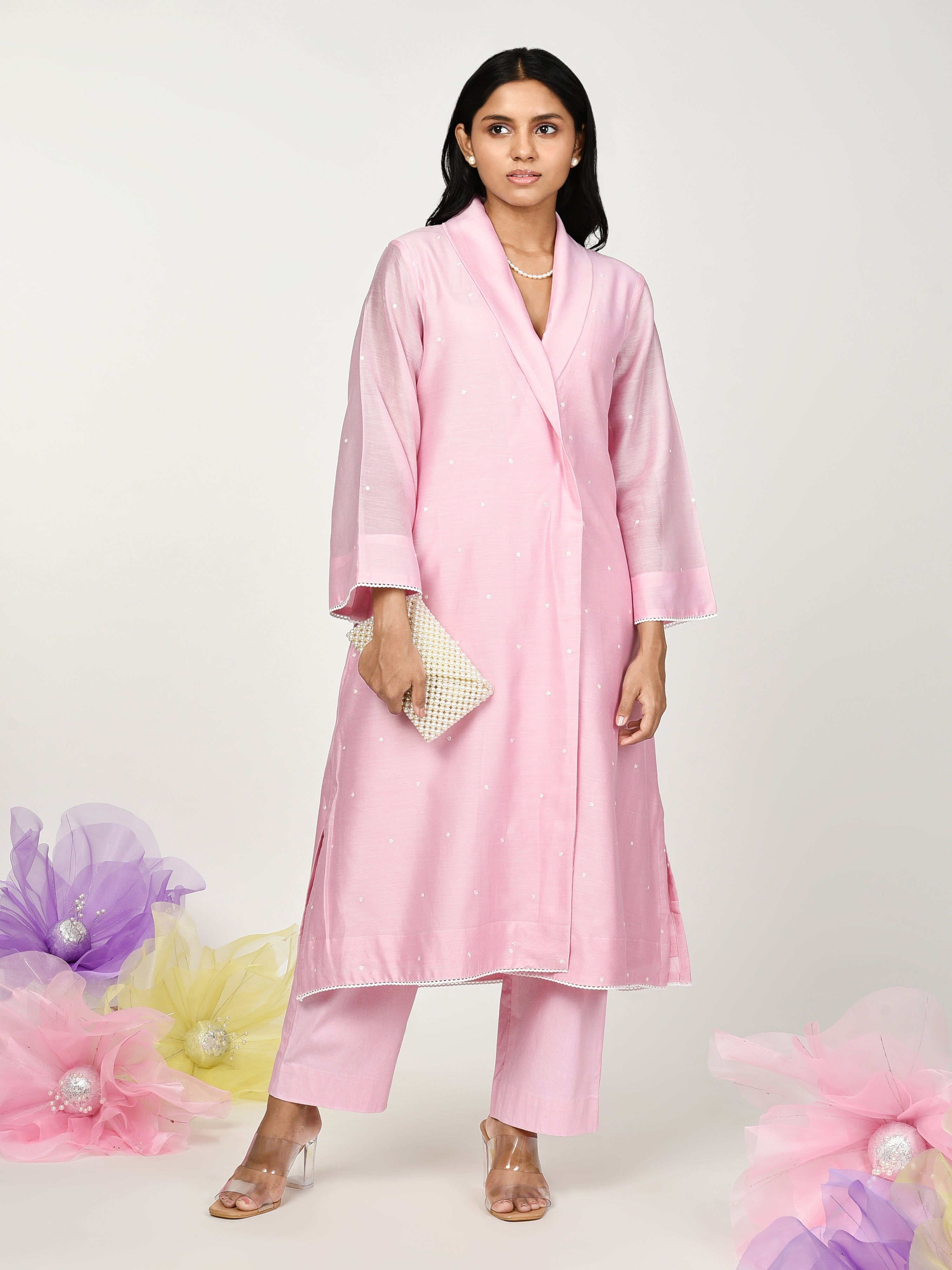 Pink Jacket Kurta Set