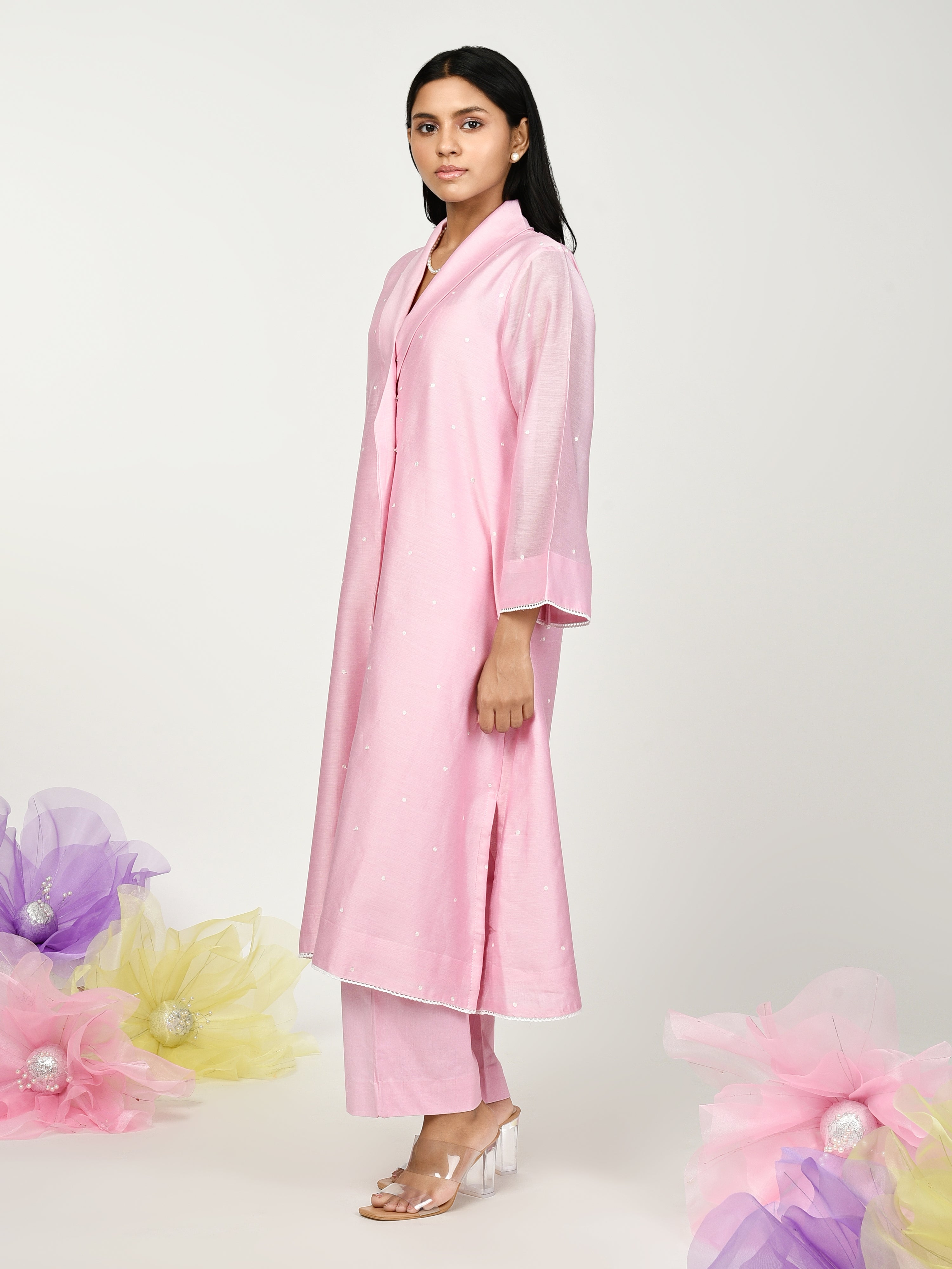 Pink Jacket Kurta Set