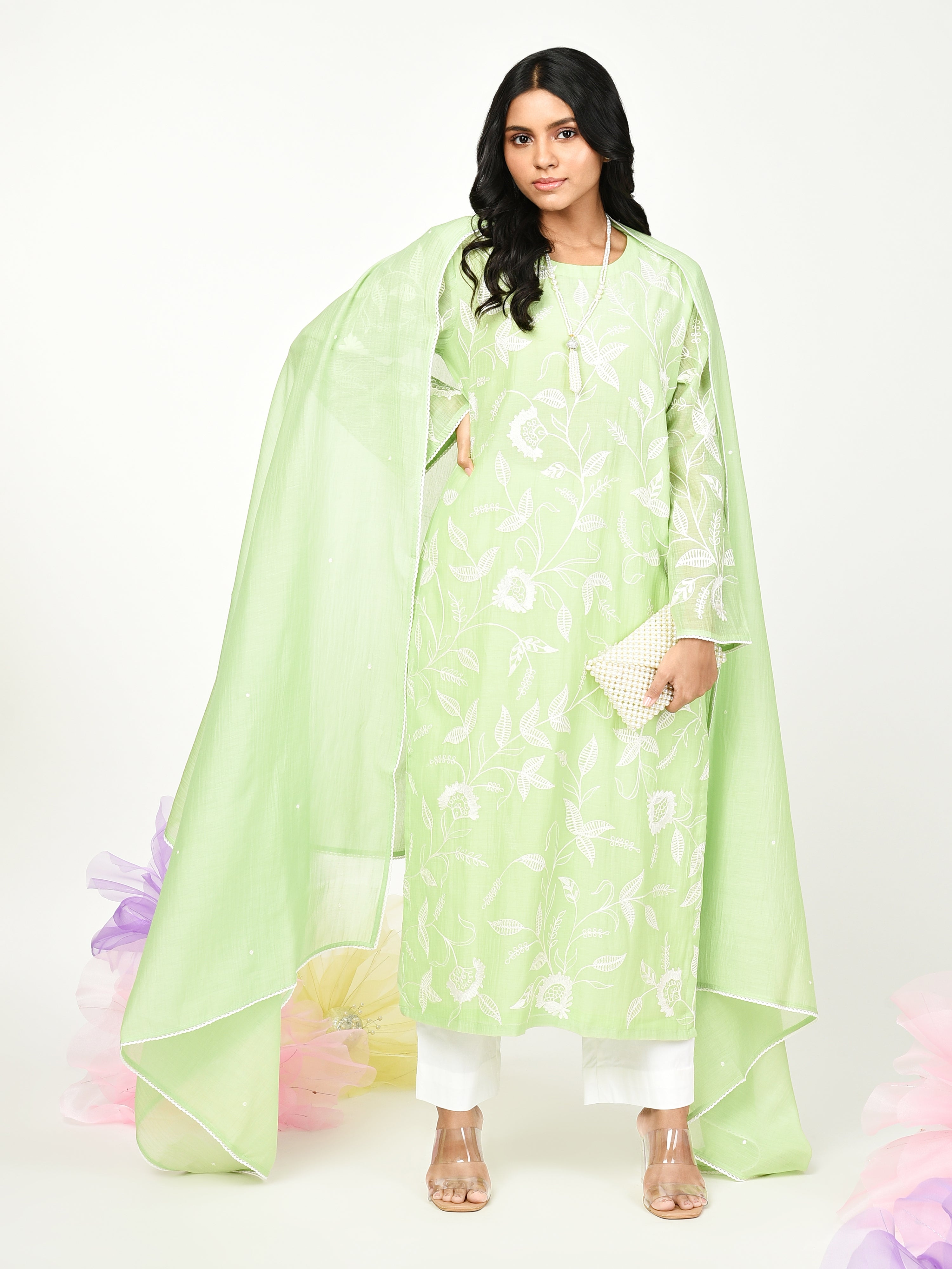 Green Straight Kurta Set