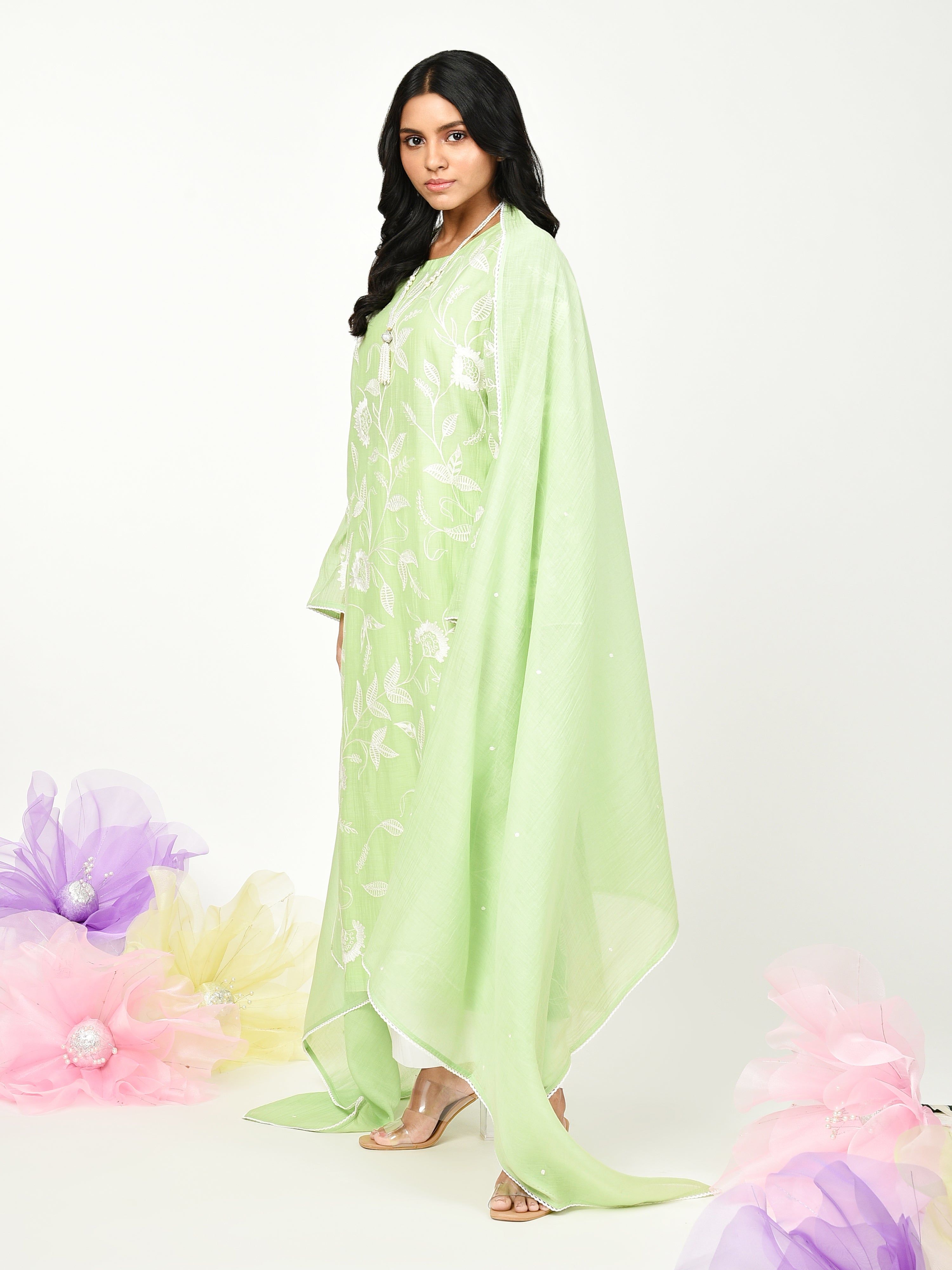 Green Straight Kurta Set