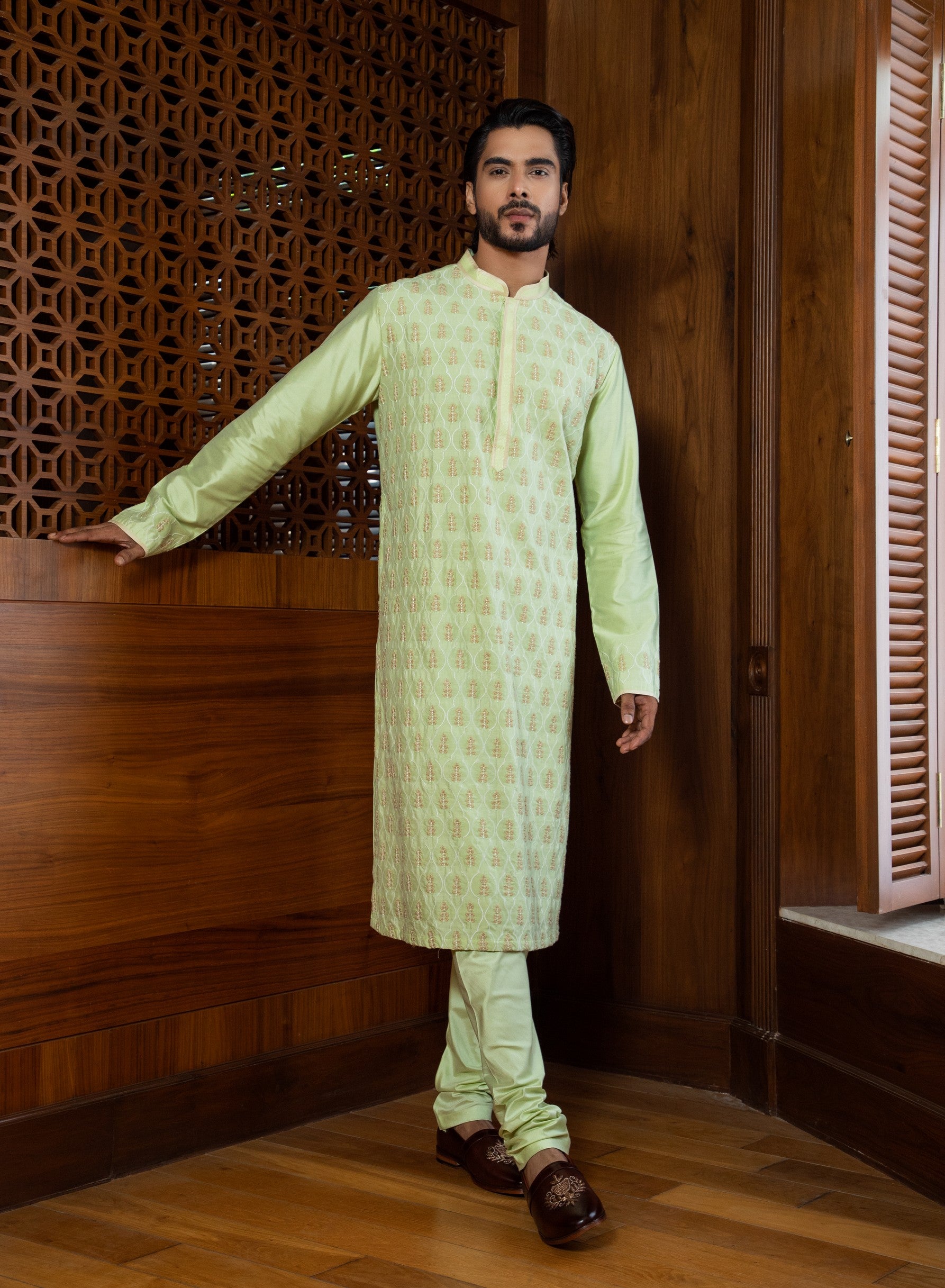Mint green Embroidered Kurta Set