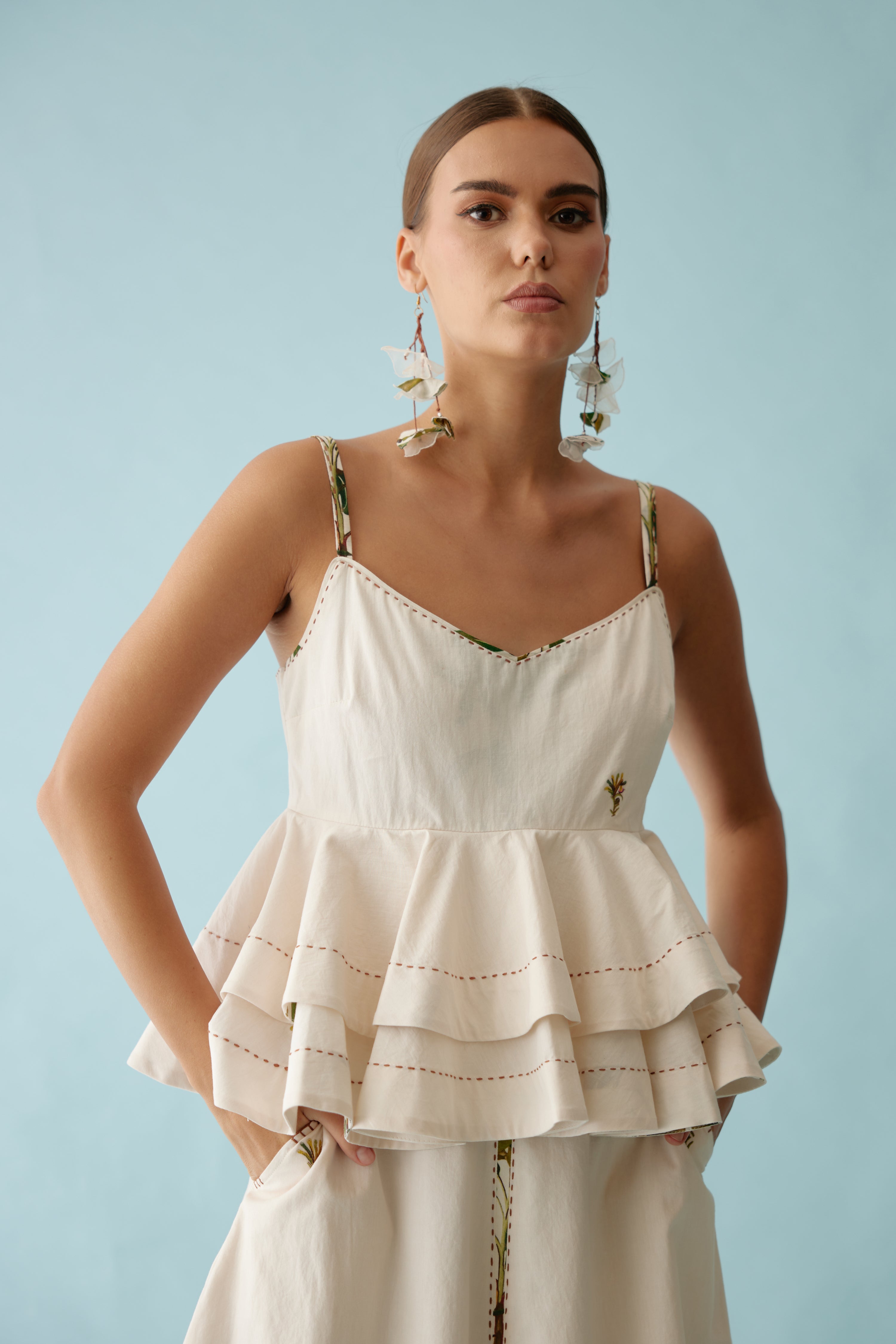 Cream banana tree applique co-ord sets