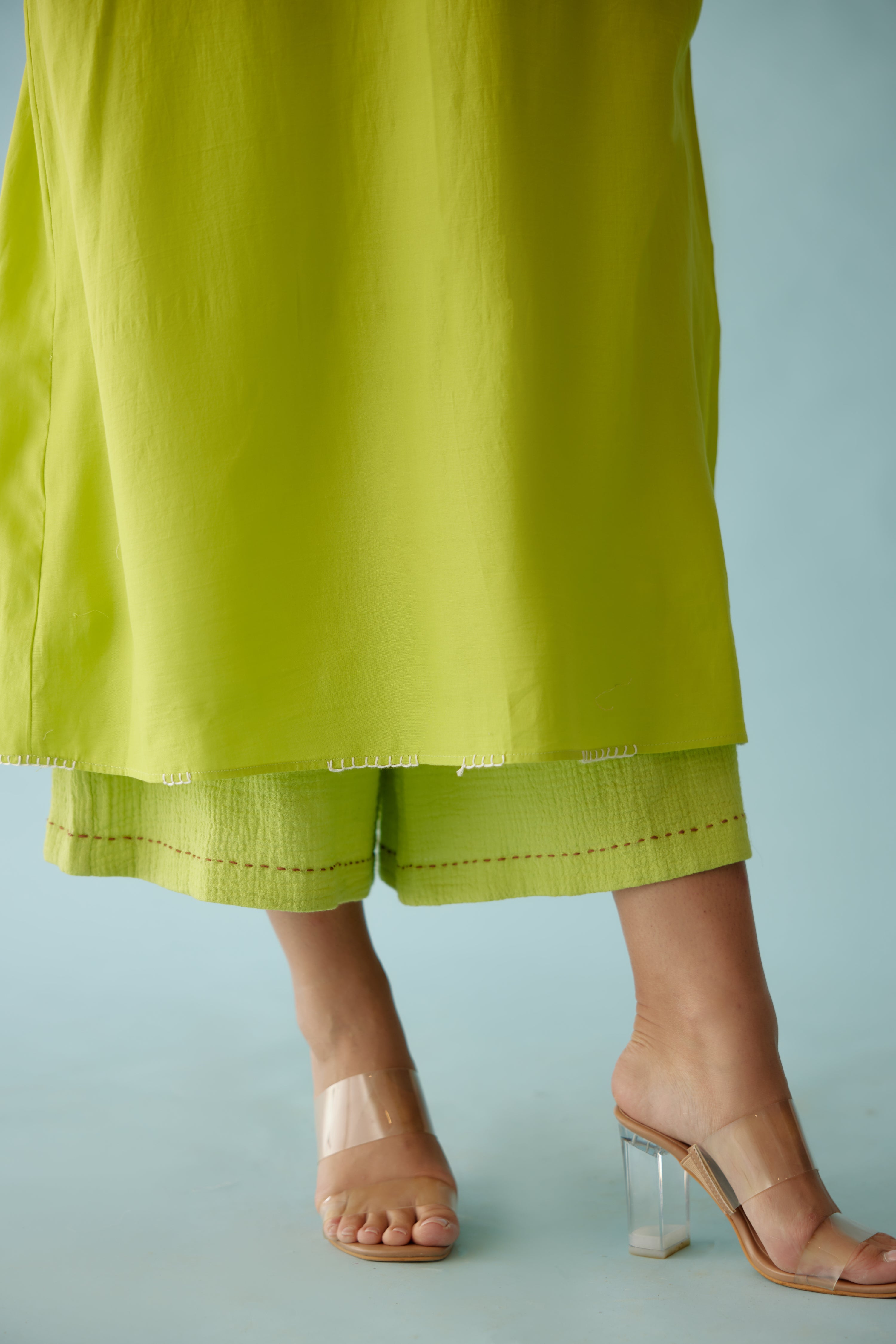 Lime green fabric ribbon embroidery flower co-ord sets