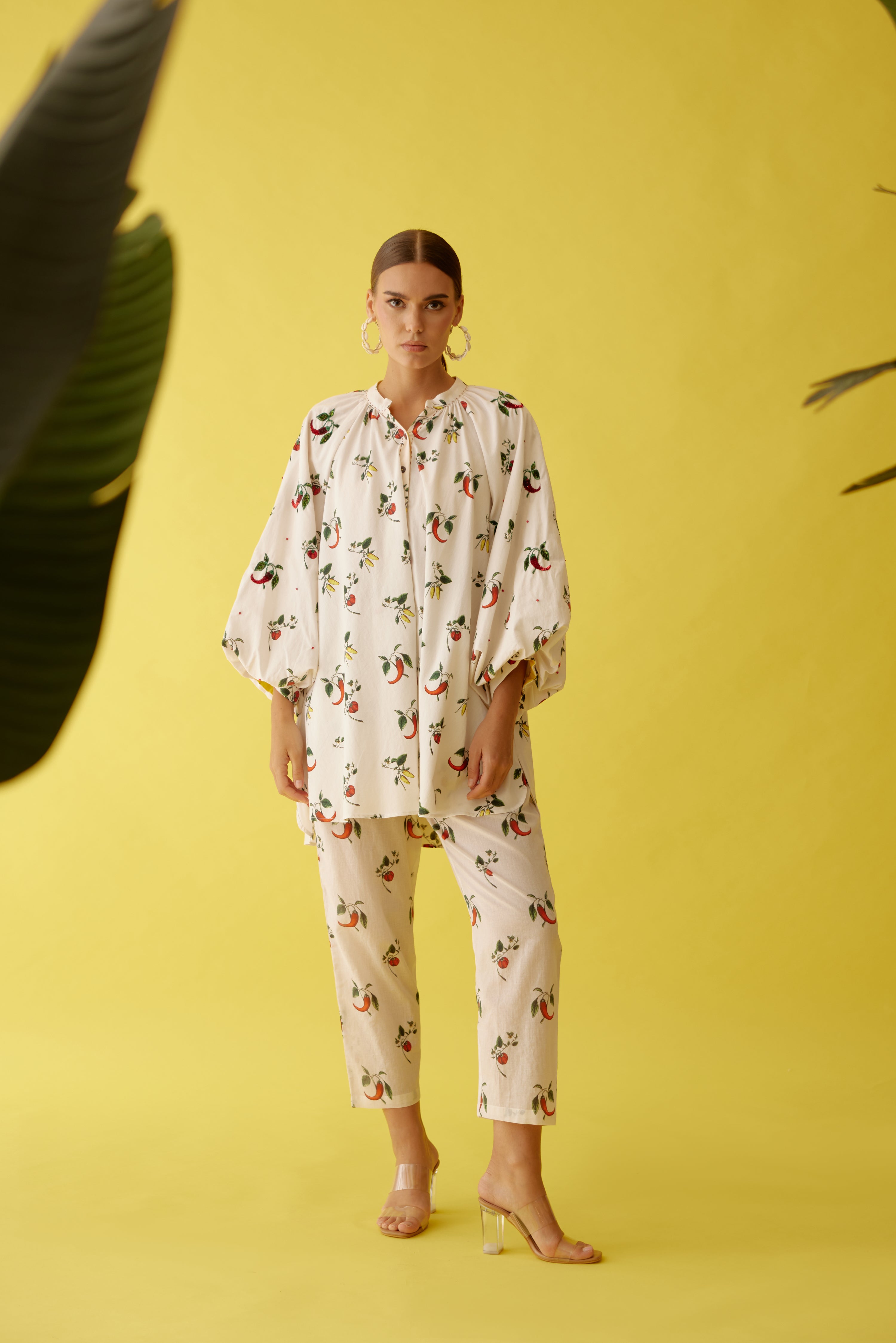 Off-white hand painted chilli print co-ord sets