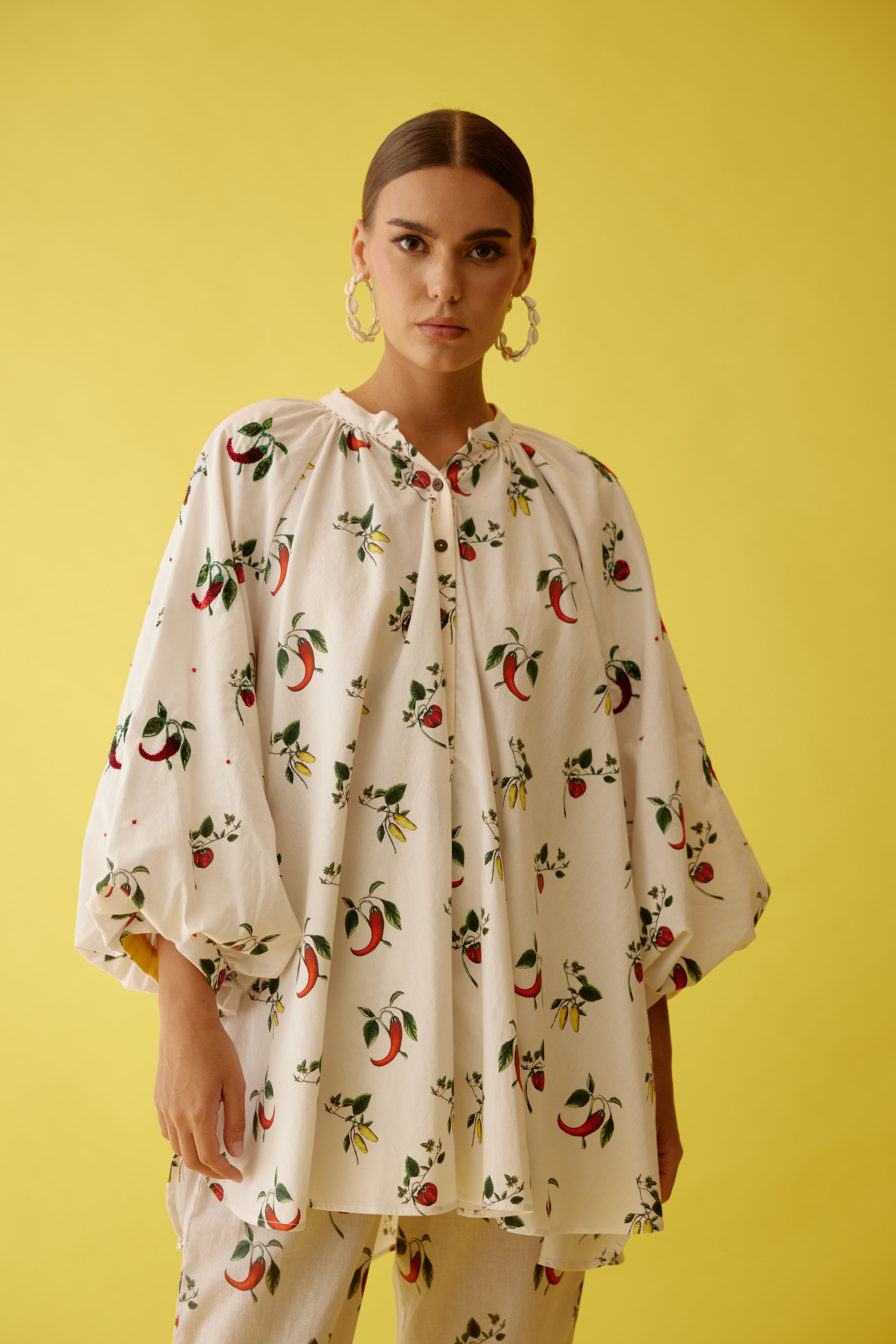 Off-white hand painted chilli print co-ord sets