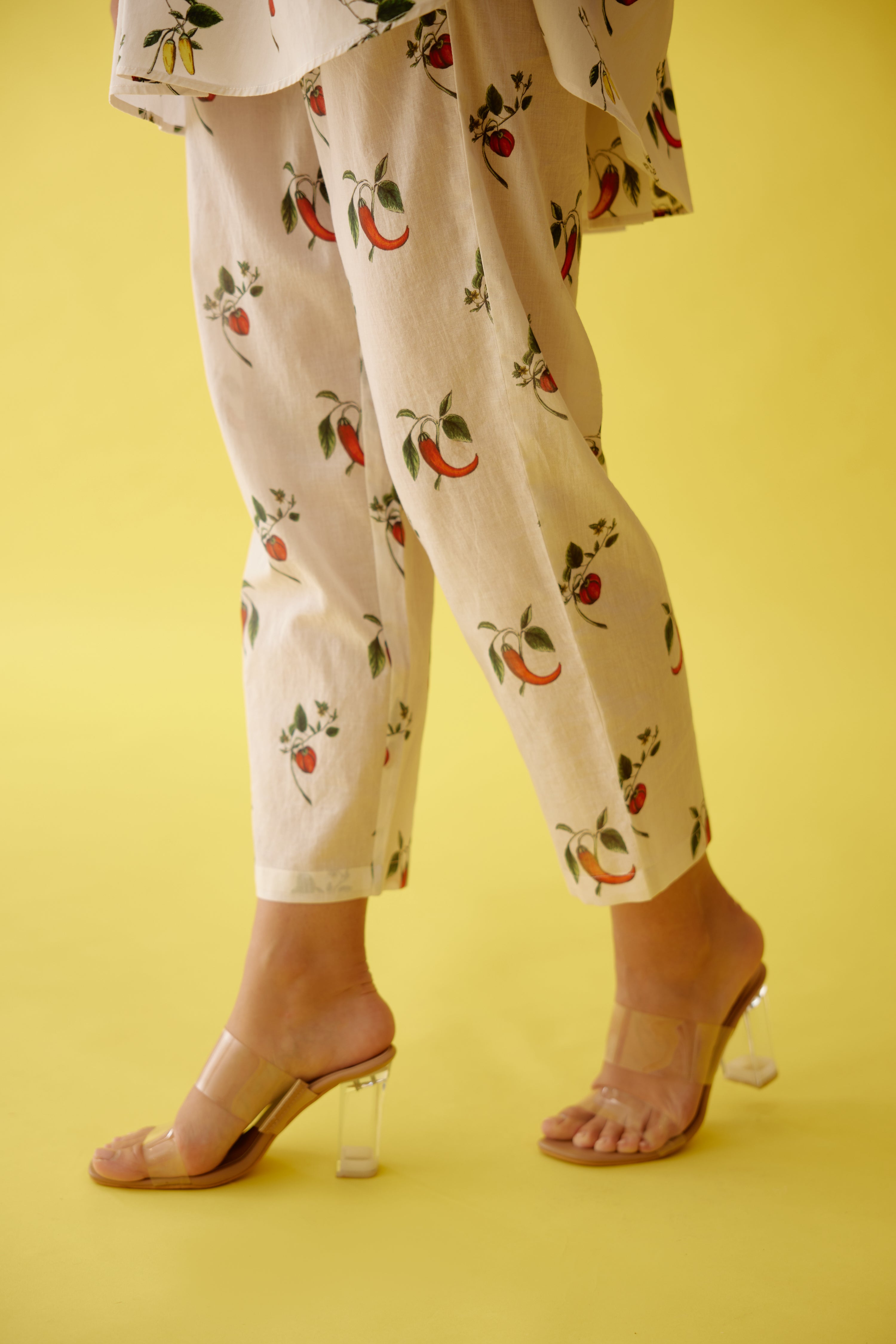 Off-white hand painted chilli print co-ord sets
