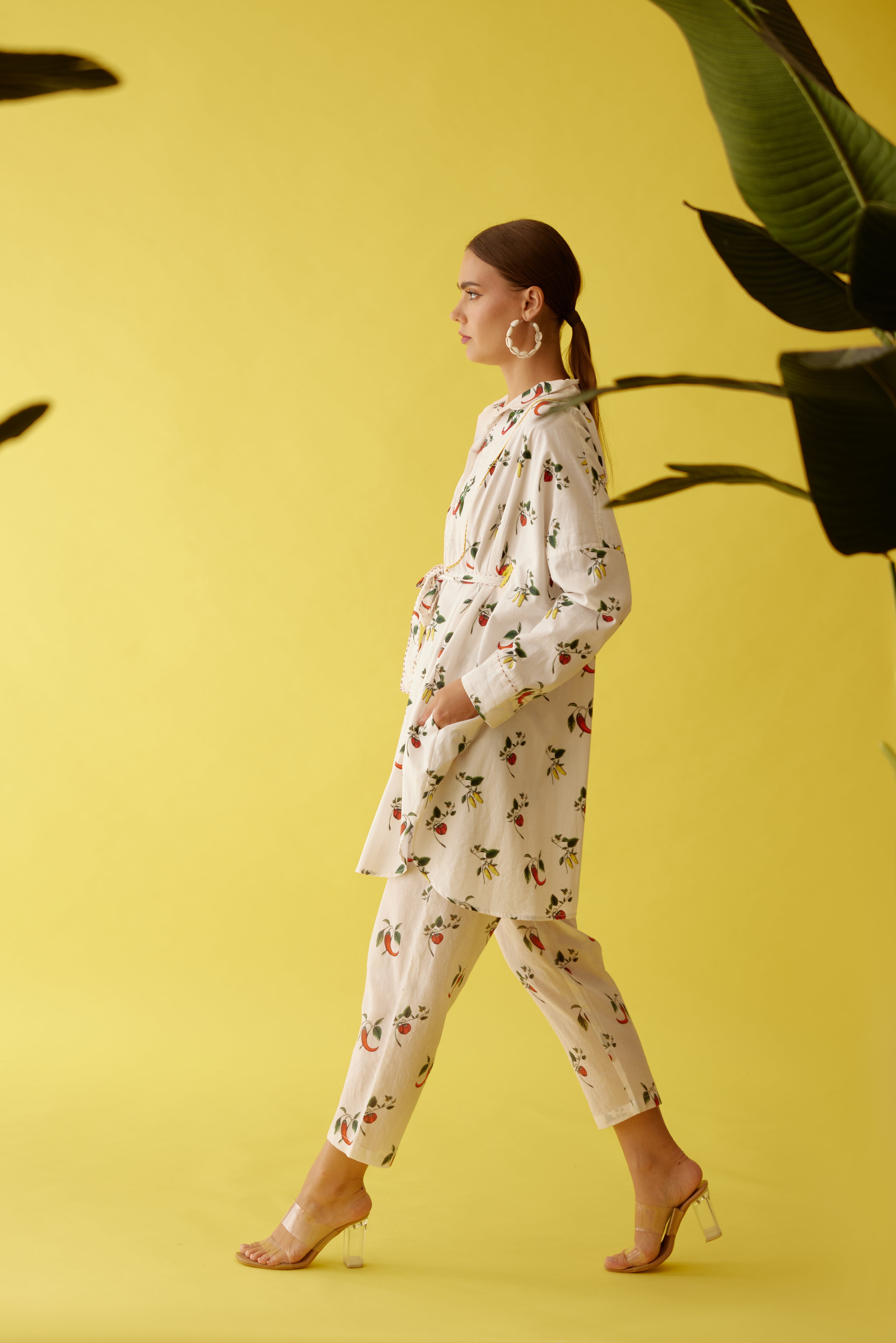 Off-white hand painted chilli print with belt co-ord sets