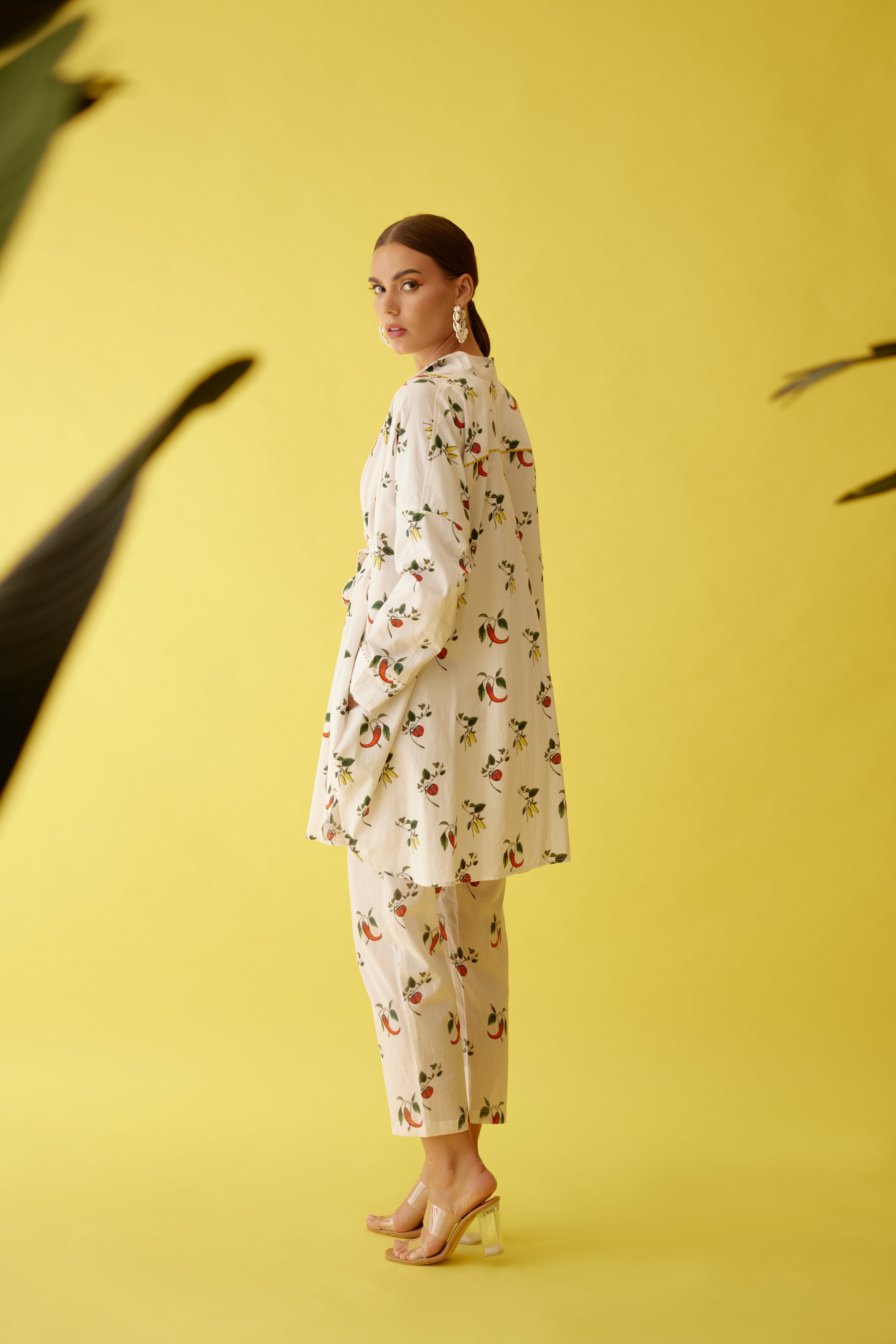 Off-white hand painted chilli print with belt co-ord sets