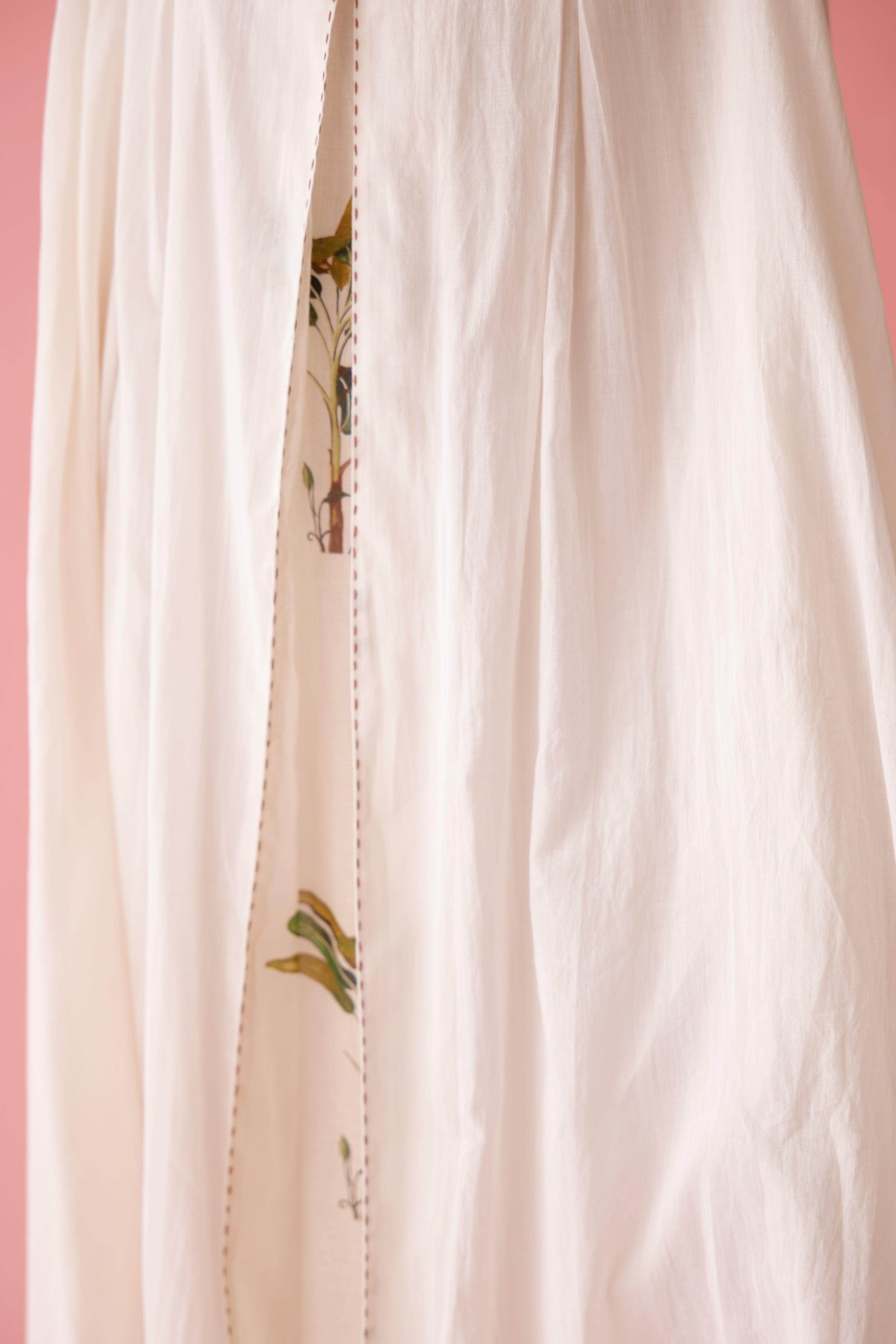 Cream handwoven jamdani bubble sleeves A-line maxi dress