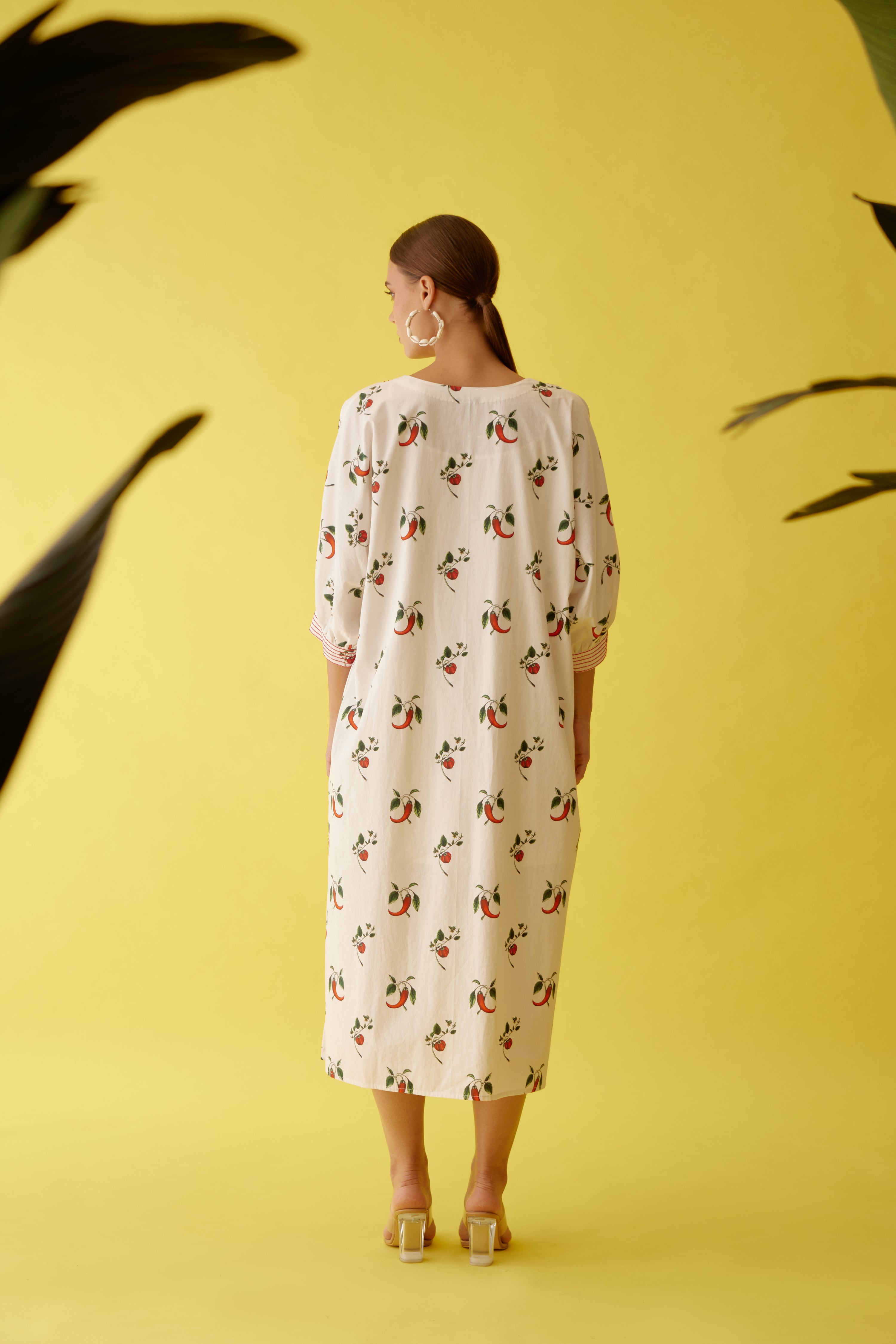 Off-white hand painted chilli print midi dress