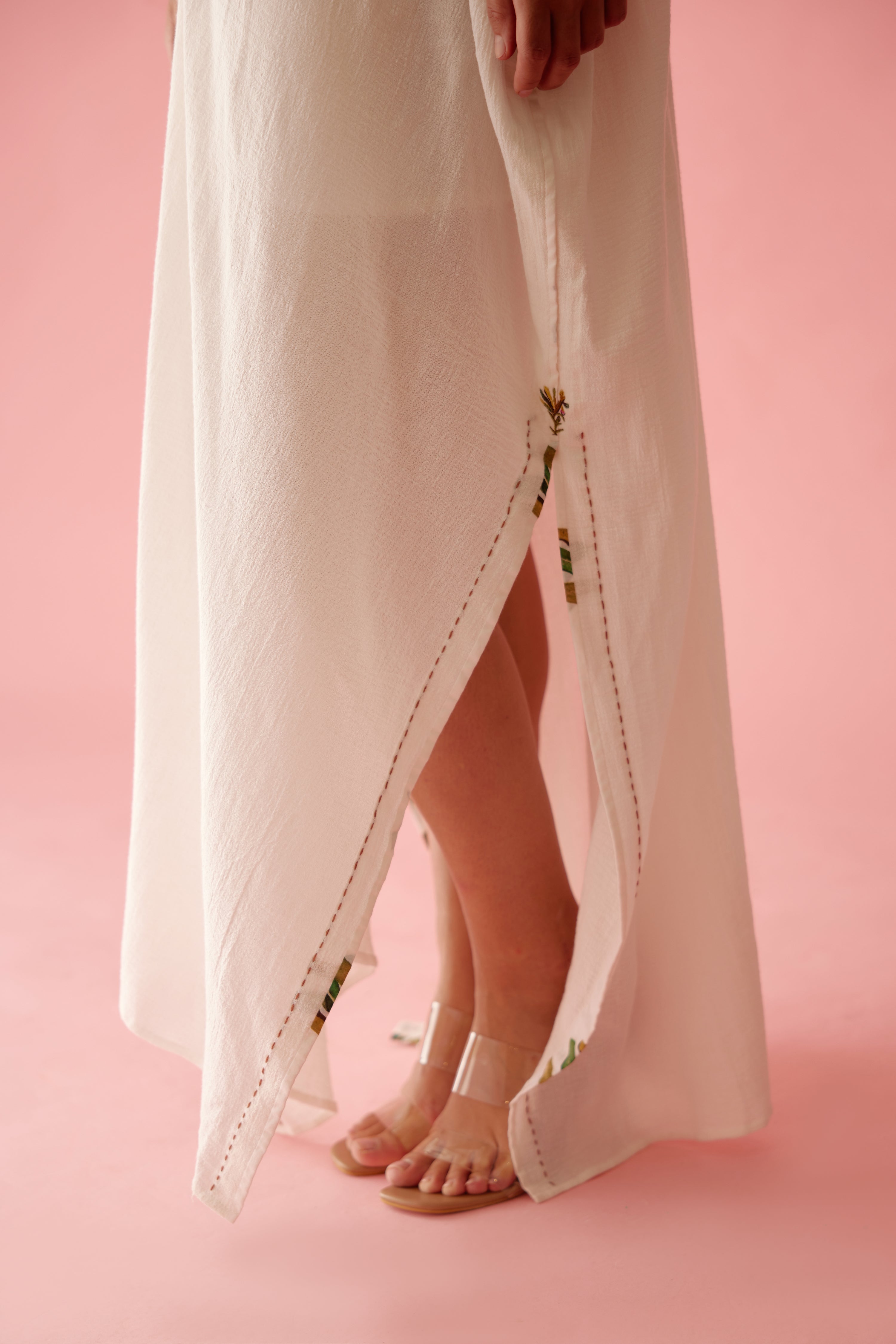 Off-white banana tree applique kaftan