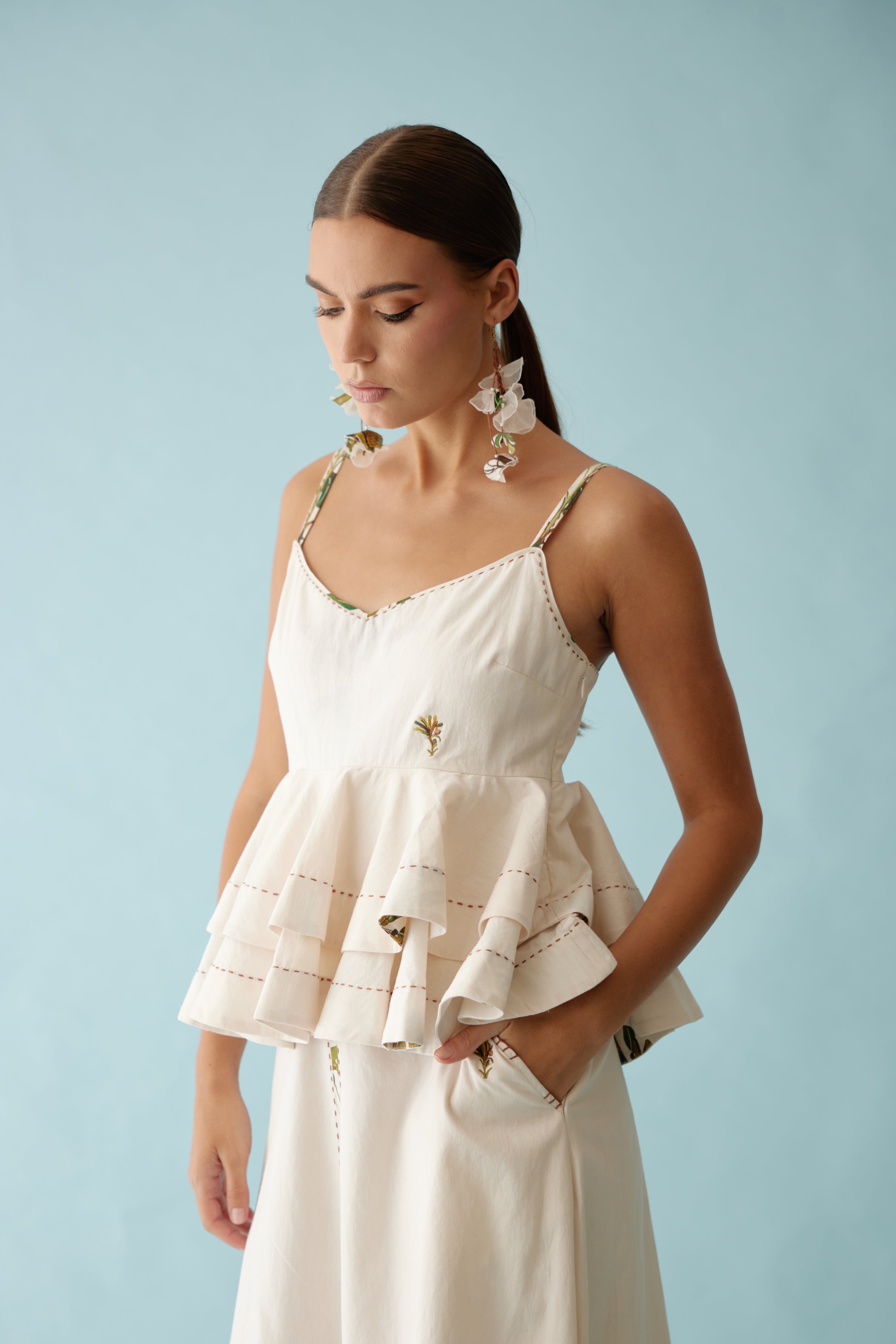 Cream cami peplum top