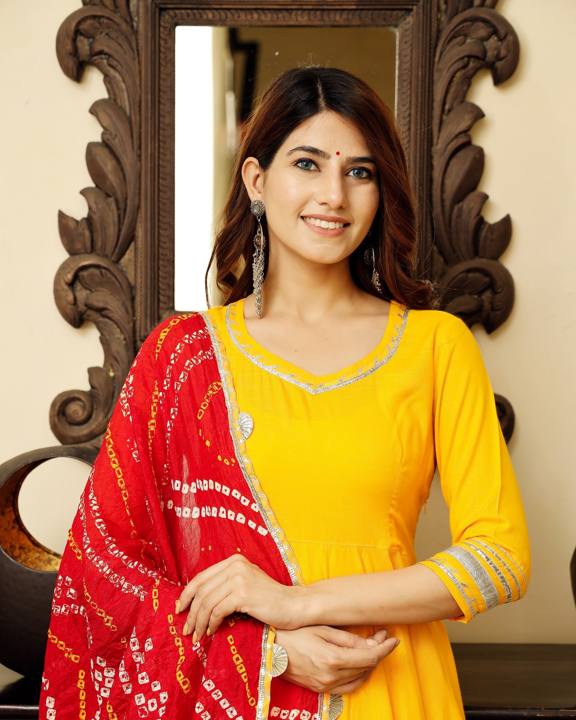 Yellow Flared Kurta Plazzo Set
