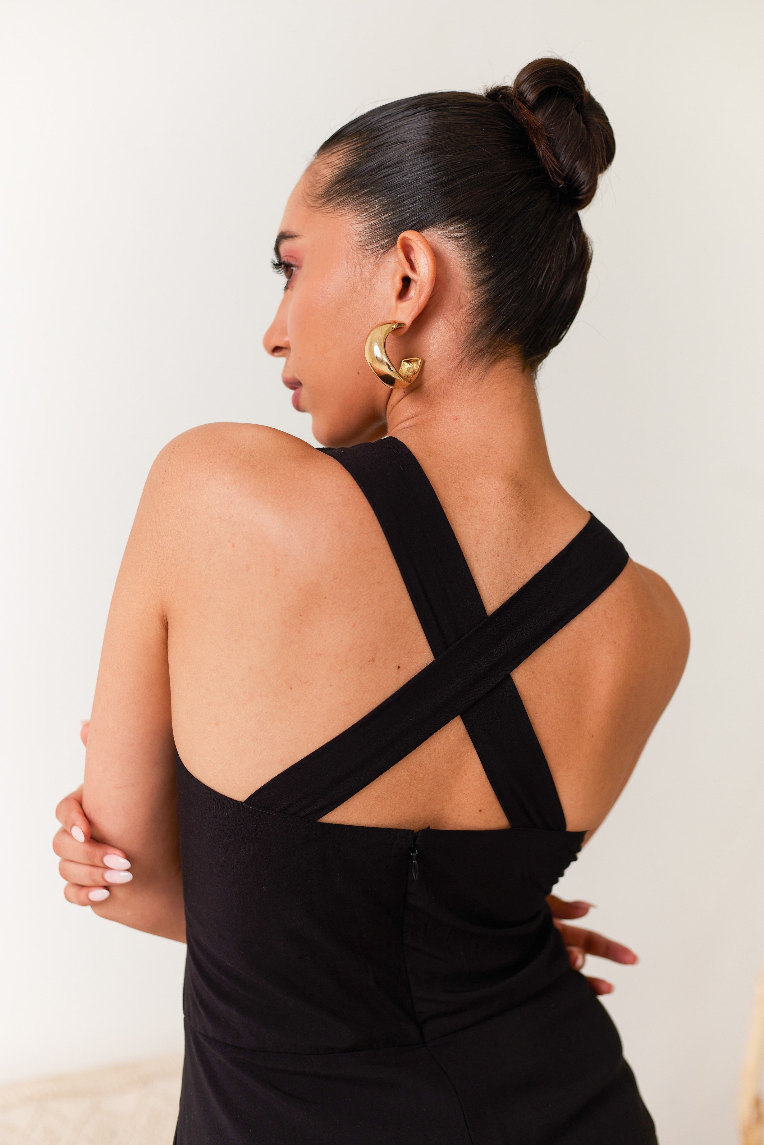 Black Rayon Midi Dress