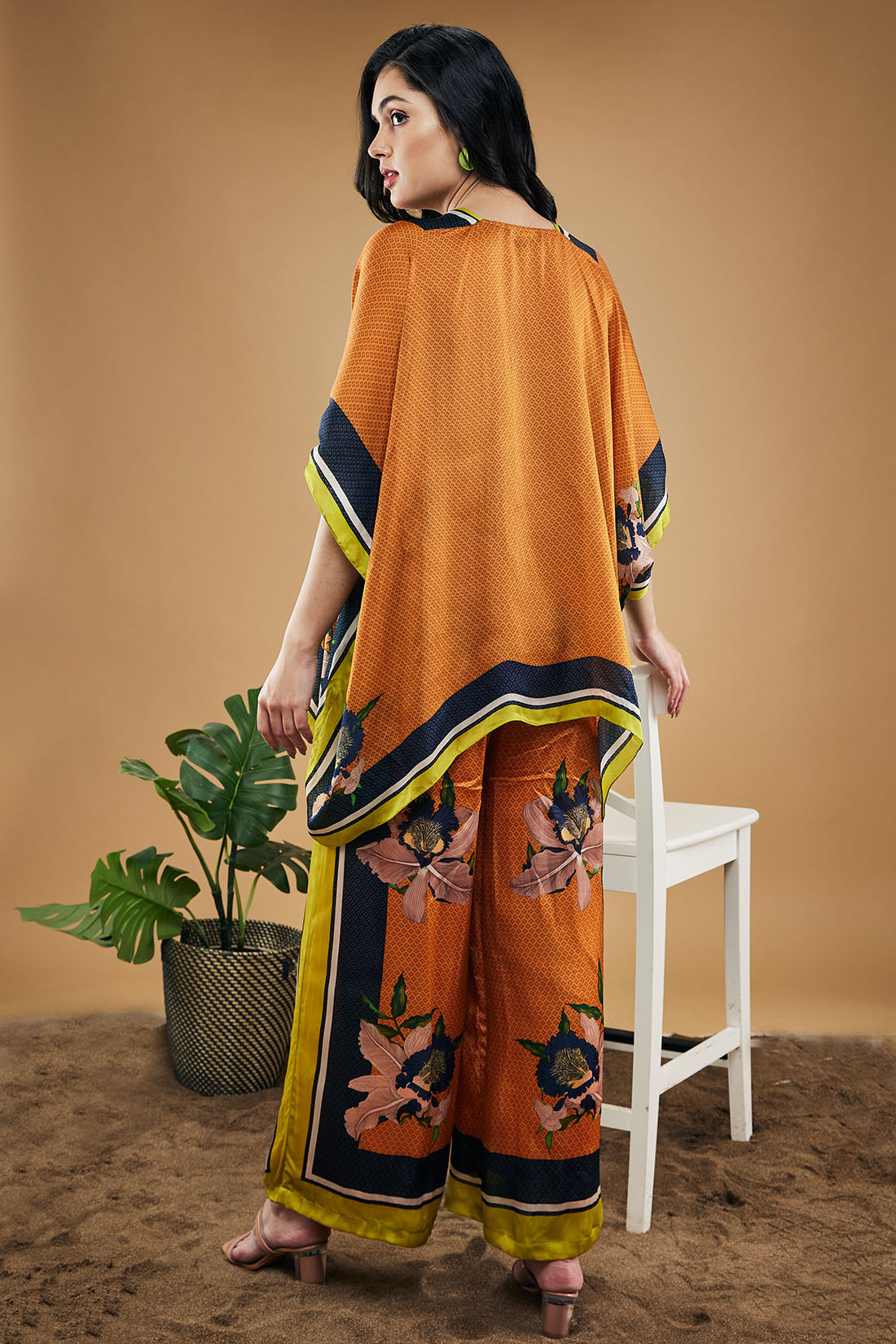 Orchid Bloom Printed Kimono Shirt With Pants