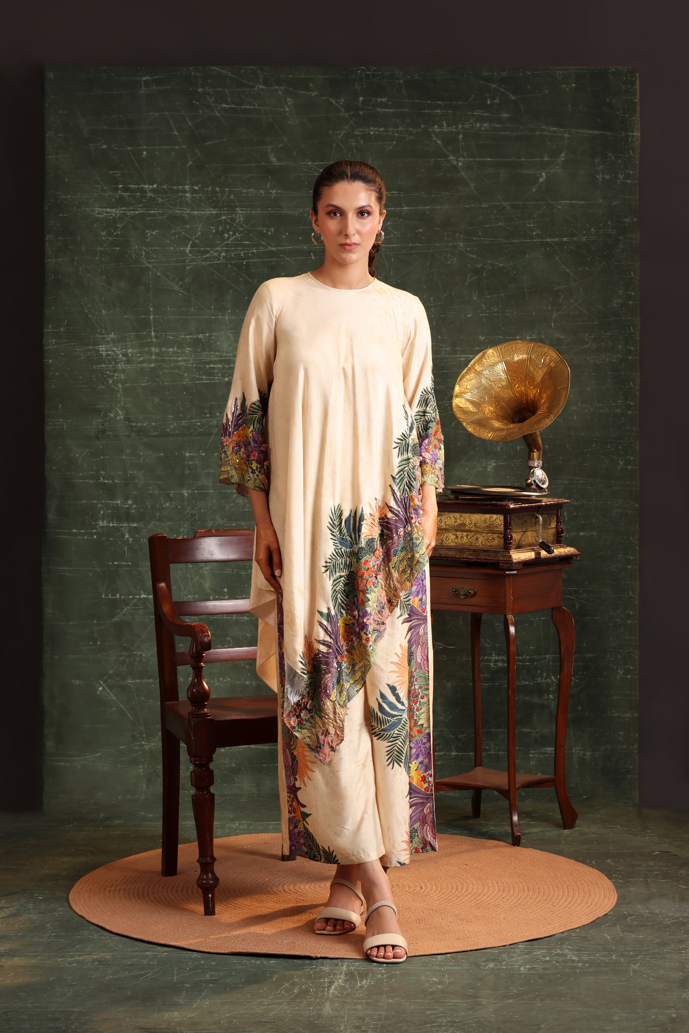 Kaira emblished Asymmetric kurta set