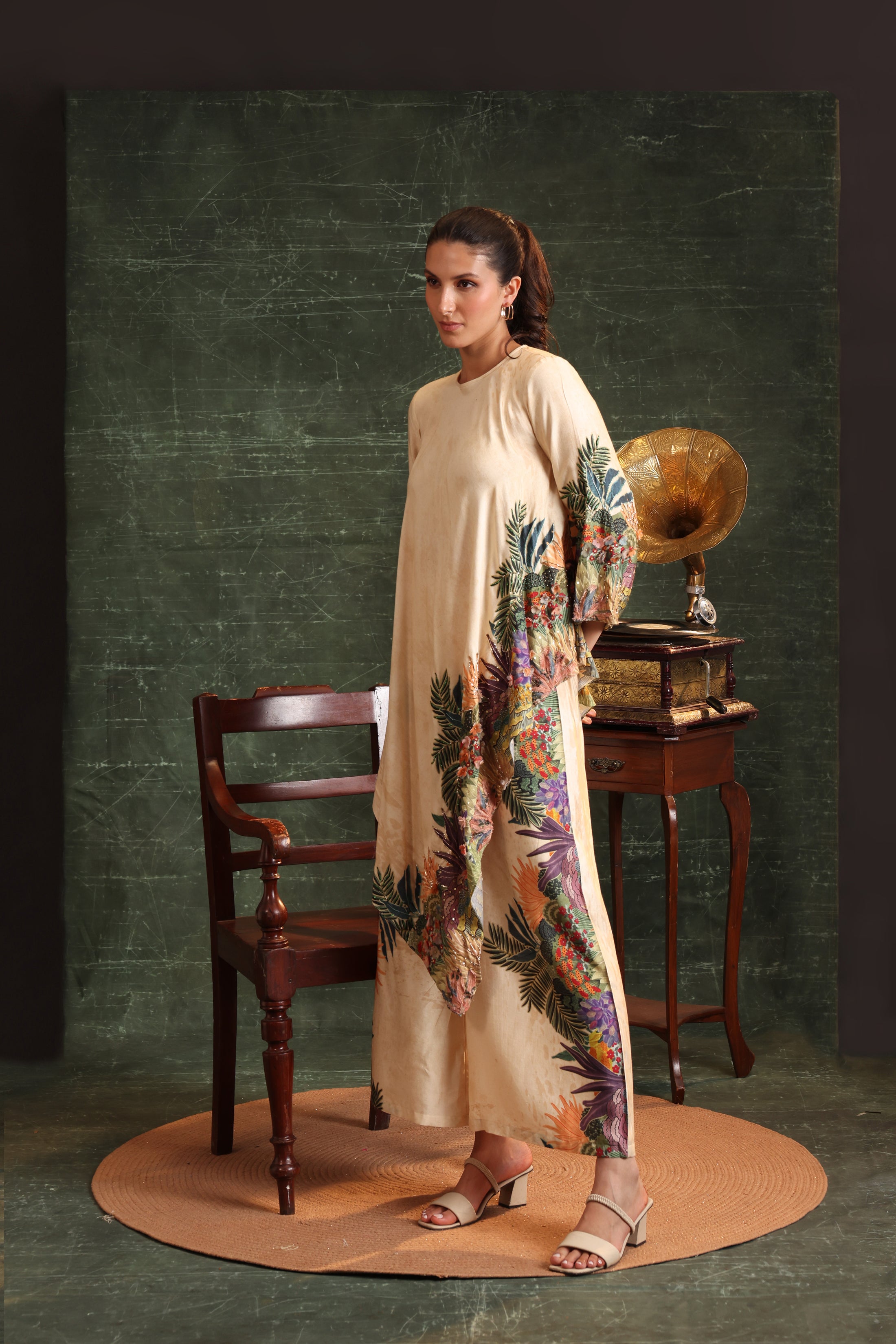 Kaira emblished Asymmetric kurta set