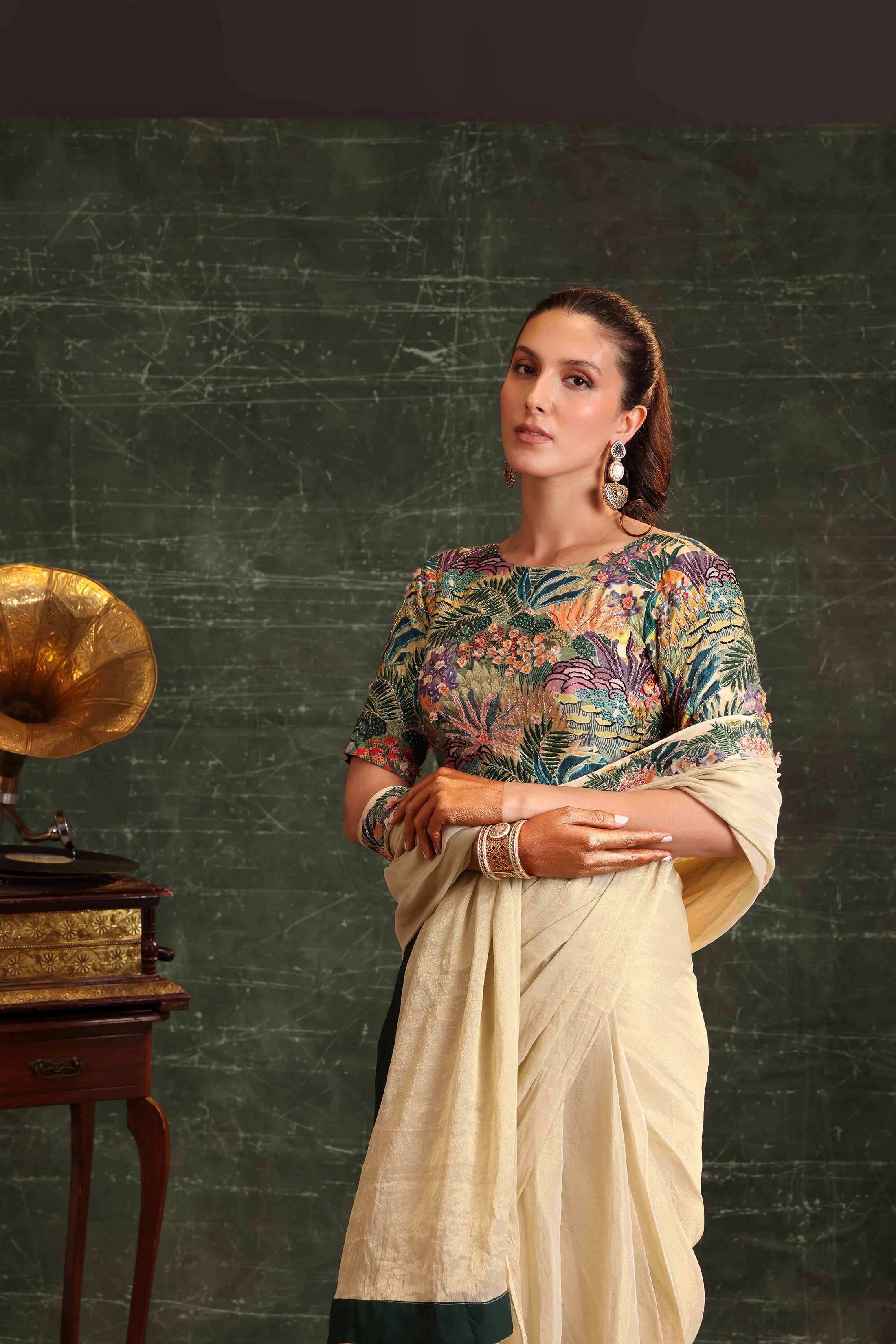 Kaira embellished Pre-stitched saree set