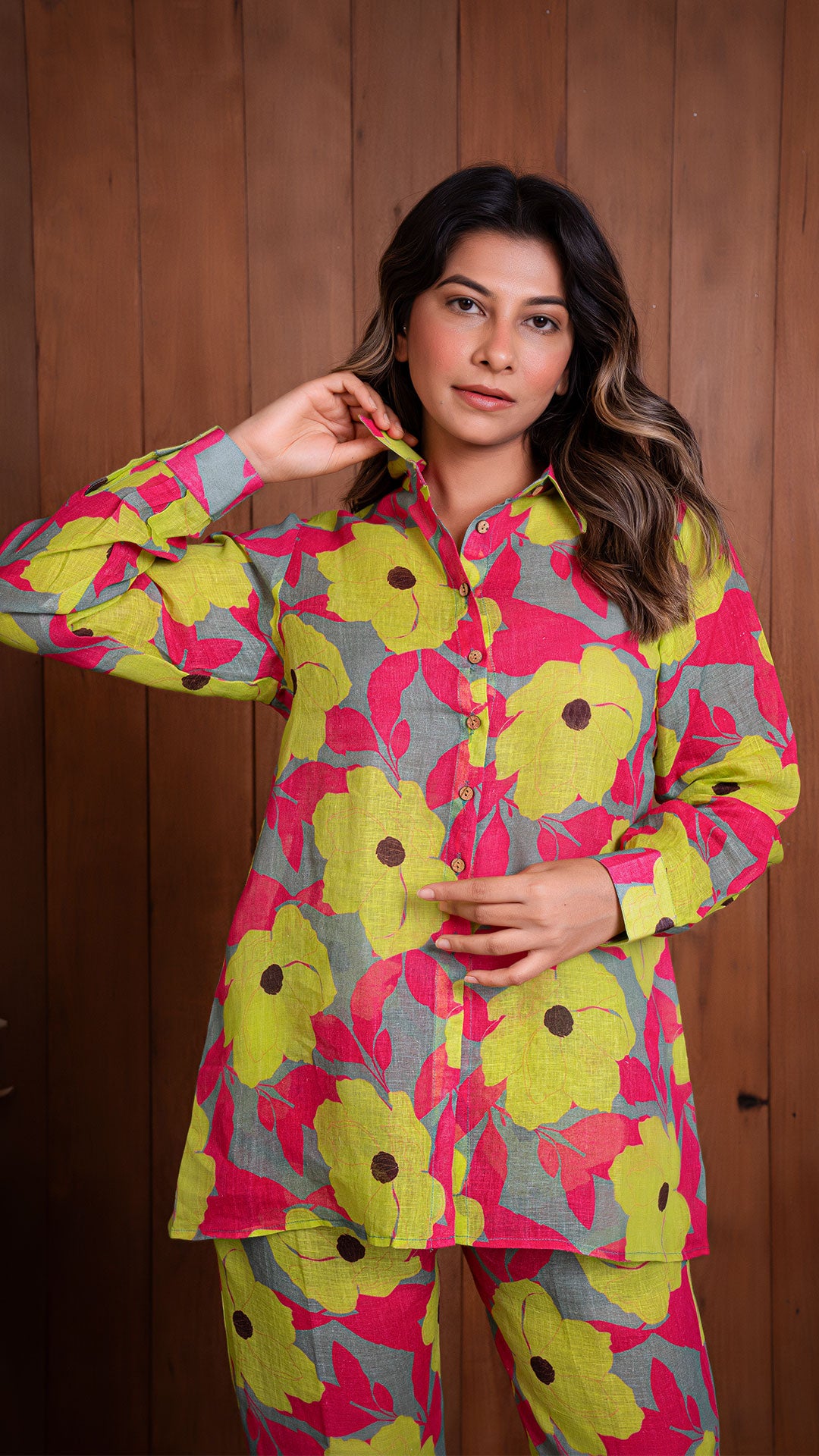 GARDEN OF DREAMS CO-ORD SET - YELLOW/PINK