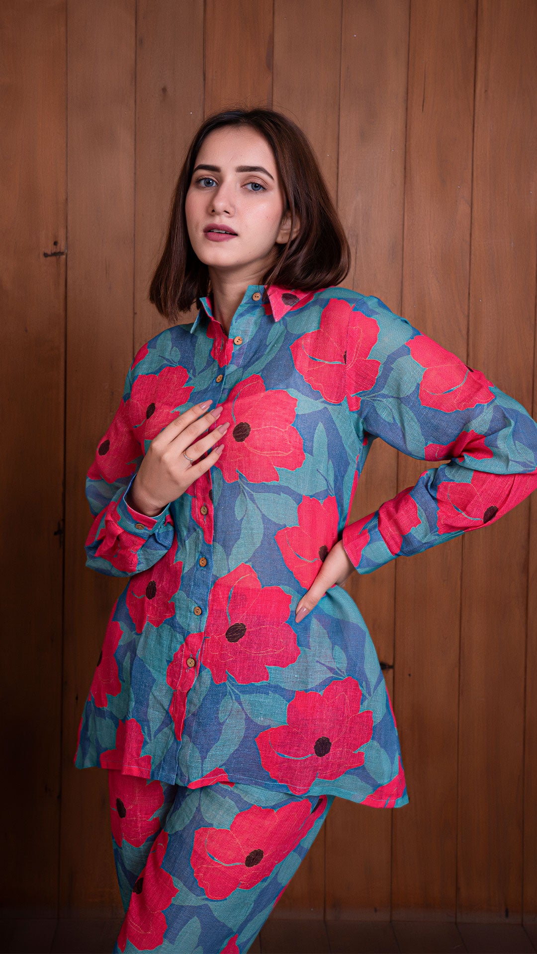 GARDEN OF DREAMS CO-ORD SET - BLUE/PINK