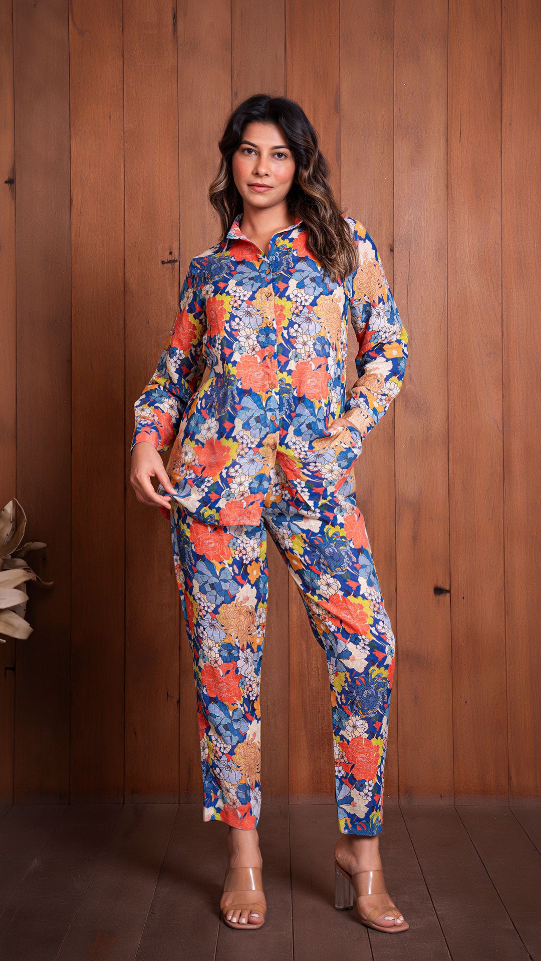 FLORAL ILLUSION CO-ORD SET - BLUE