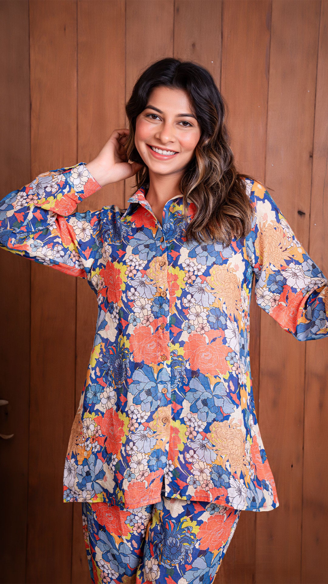 FLORAL ILLUSION CO-ORD SET - BLUE