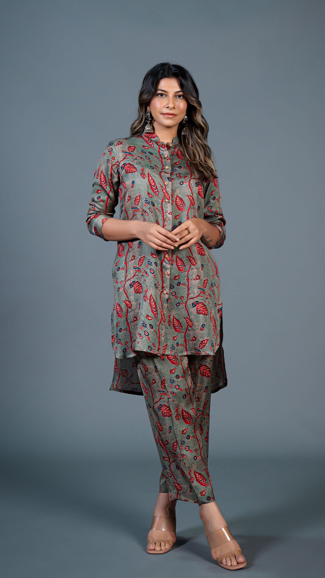 DUSTY GREEN MODAL SILK CO-ORD SET