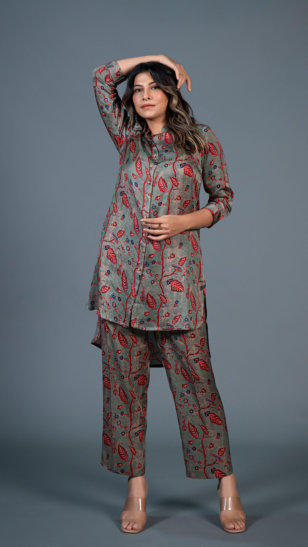 DUSTY GREEN MODAL SILK CO-ORD SET