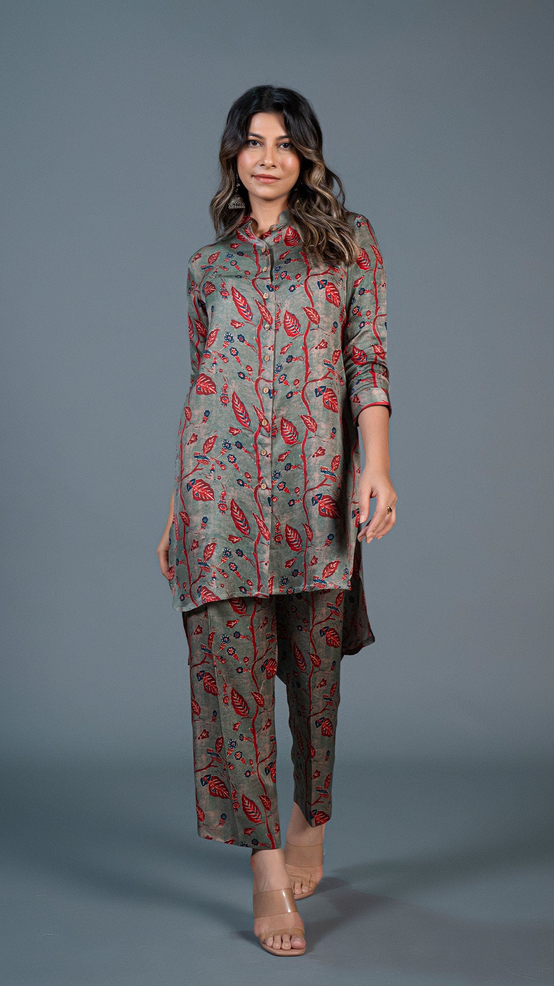 DUSTY GREEN MODAL SILK CO-ORD SET