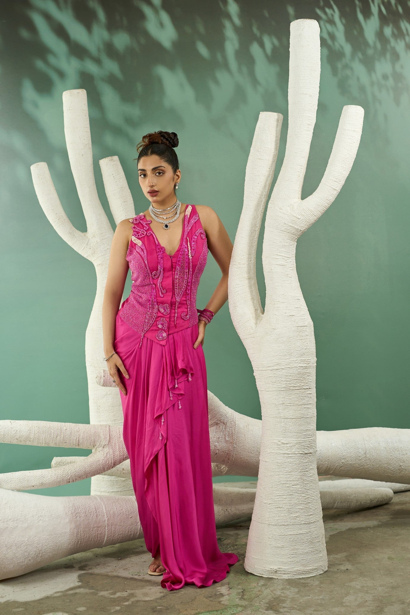 Fuschia Pink Jacket Set