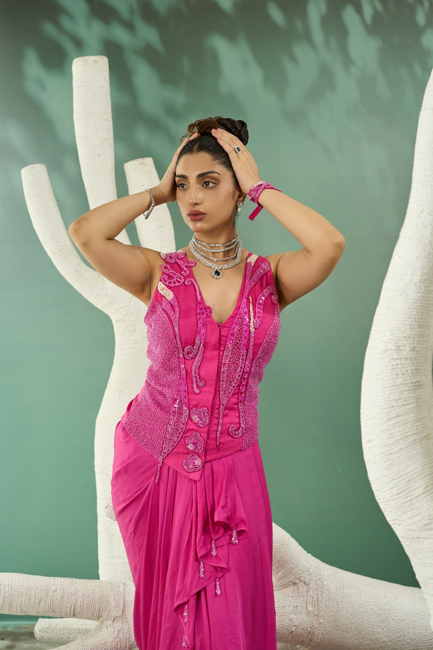Fuschia Pink Jacket Set