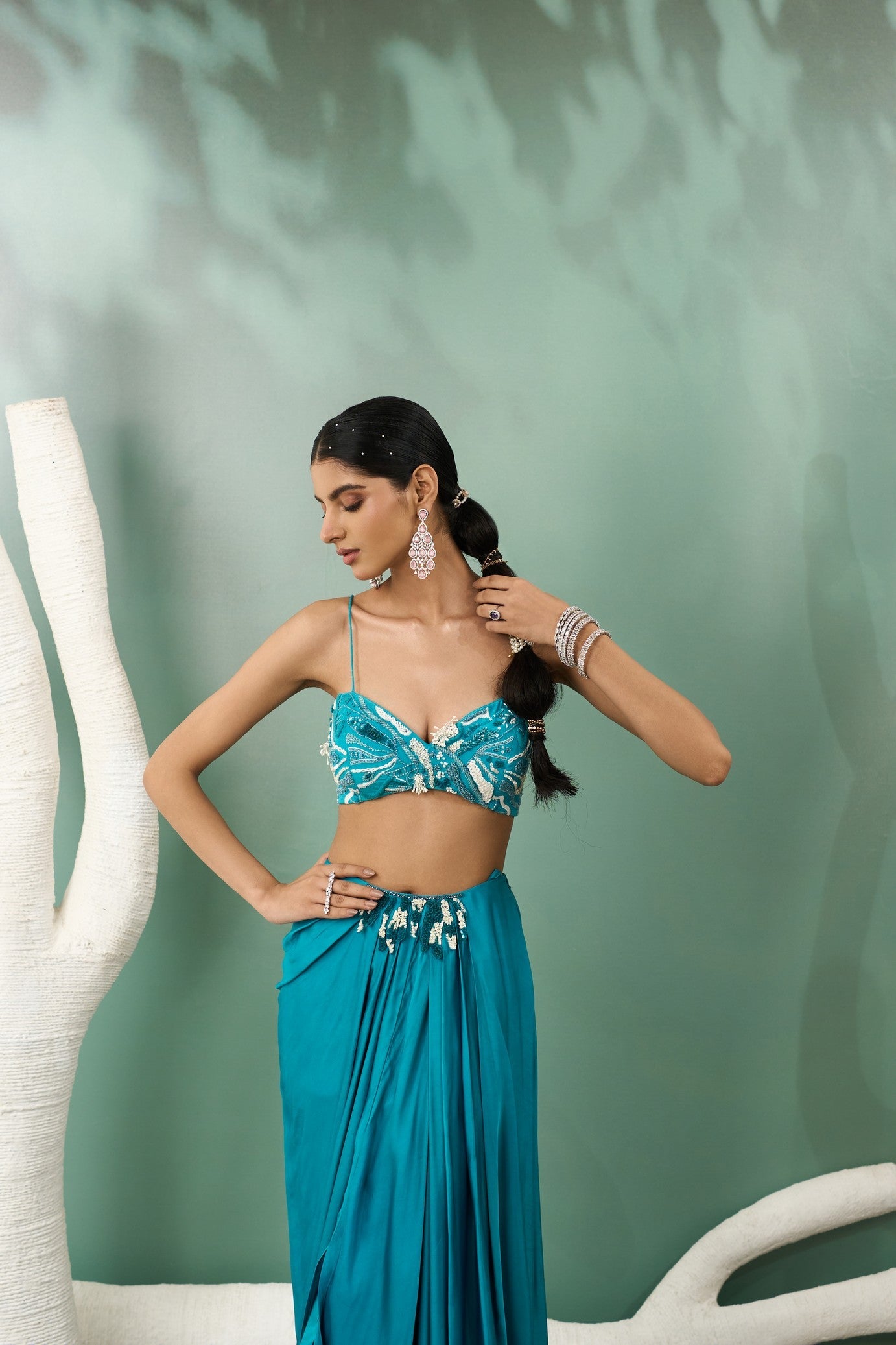 Firozi Blue Cape Skirt Set